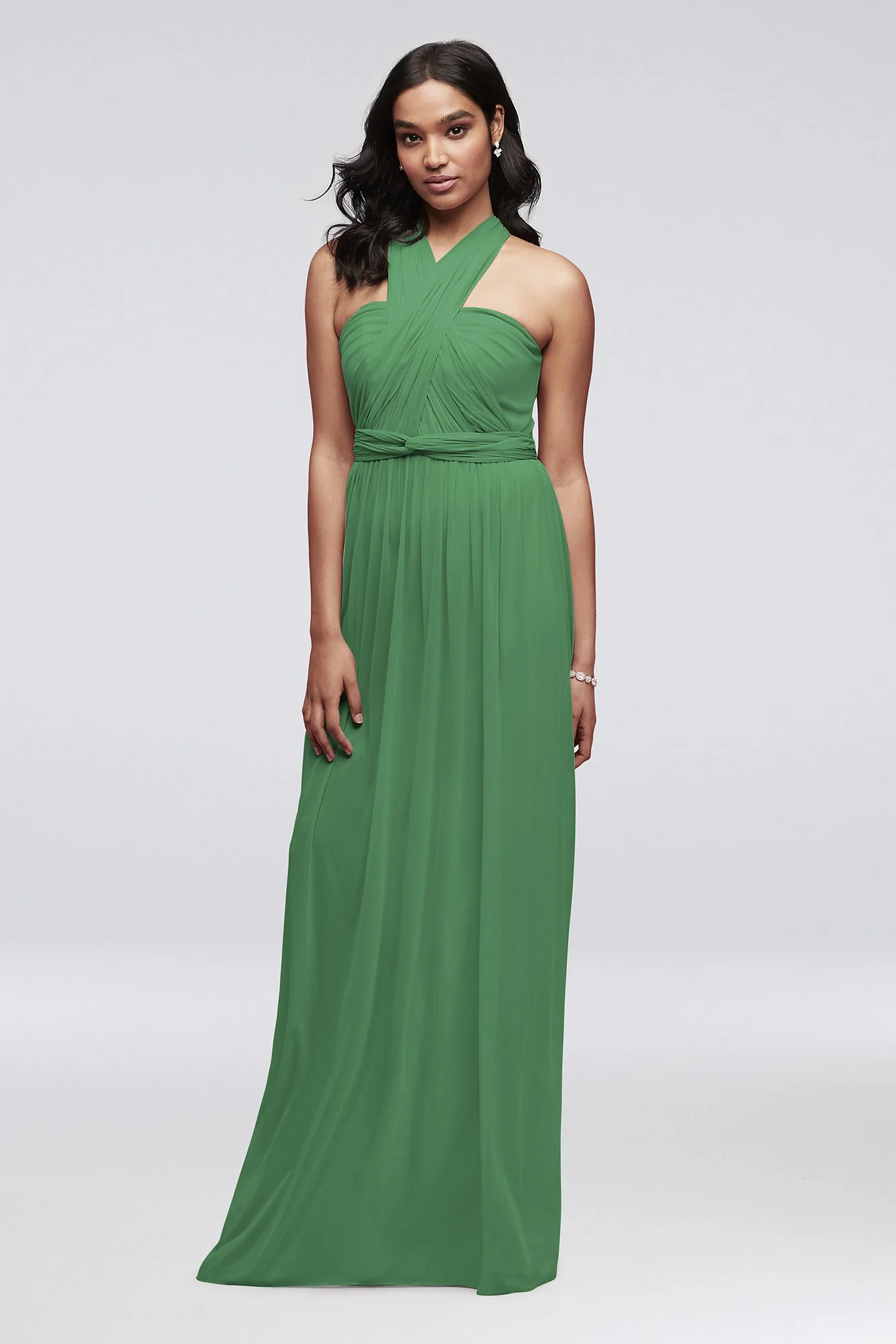 Style-Your-Way 6 Tie Long Mesh Bridesmaid Dress