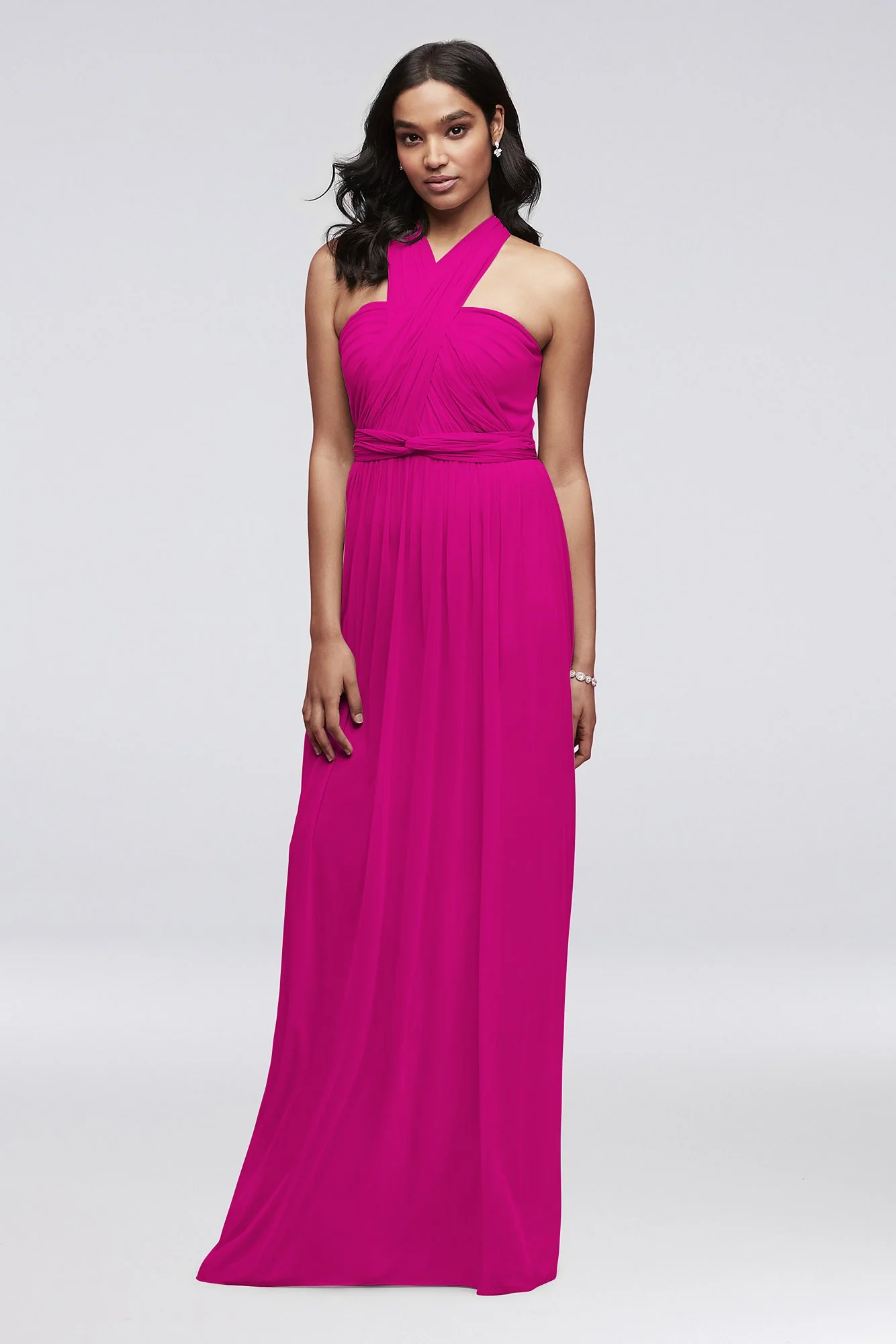 Style-Your-Way 6 Tie Long Mesh Bridesmaid Dress - Image 100