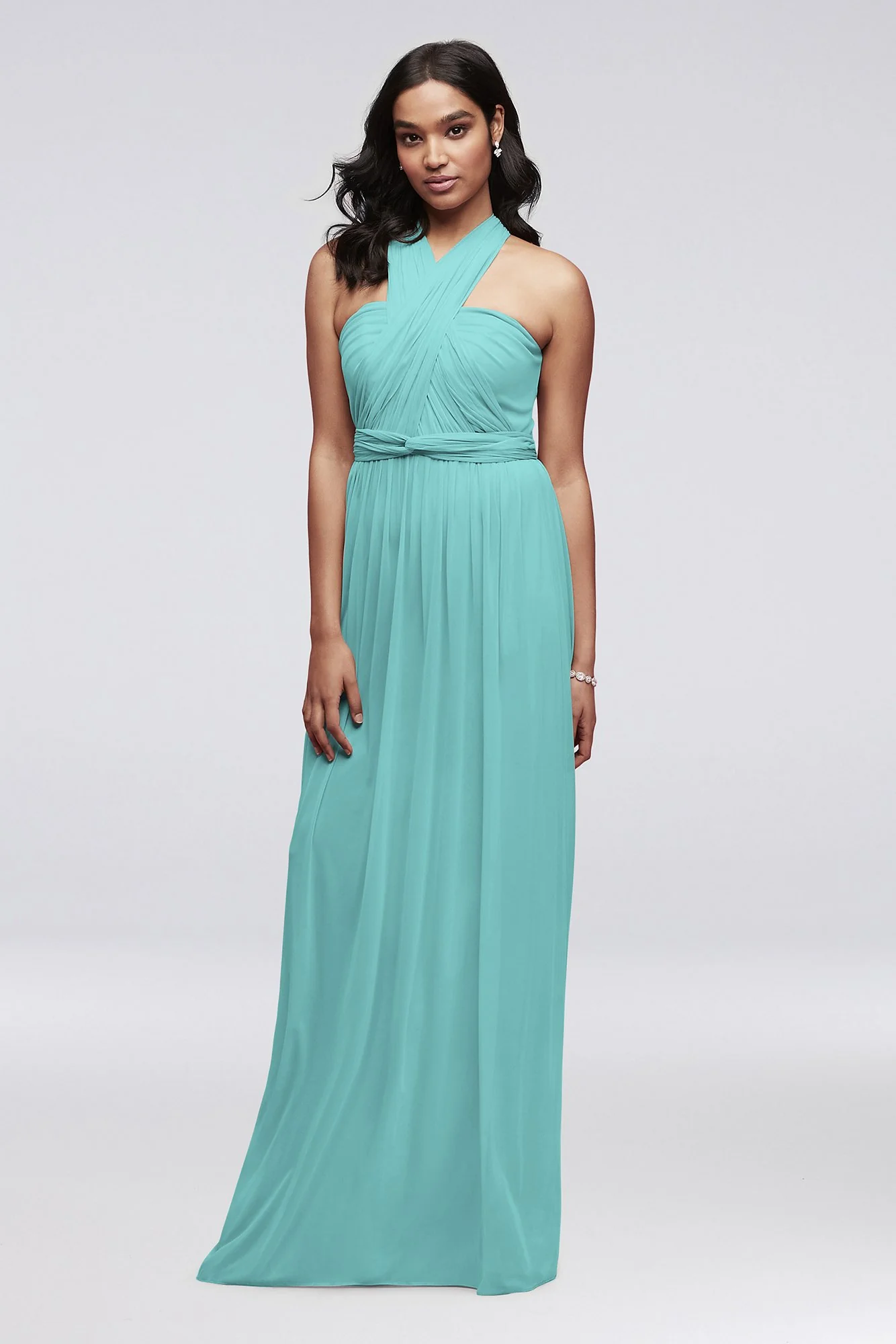 Style-Your-Way 6 Tie Long Mesh Bridesmaid Dress - Image 3