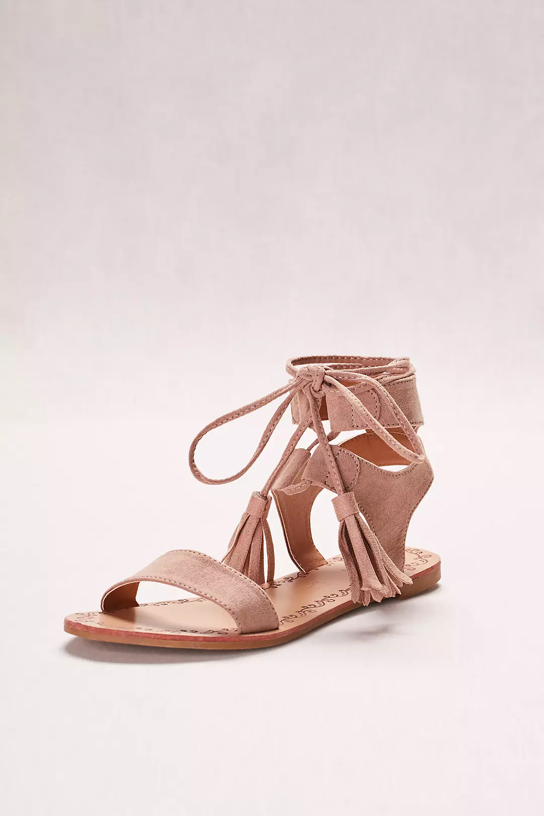 Suede Lace-Up Sandals with Tassels - Image 2
