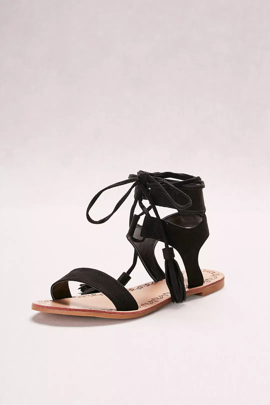 Suede Lace-Up Sandals with Tassels - Image 3
