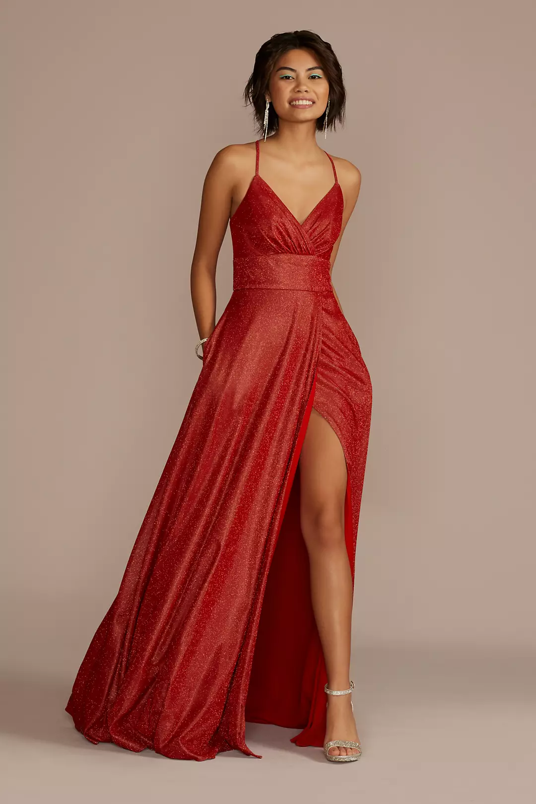 Surplice Iridescent Metallic A-Line with Pockets - Image 9