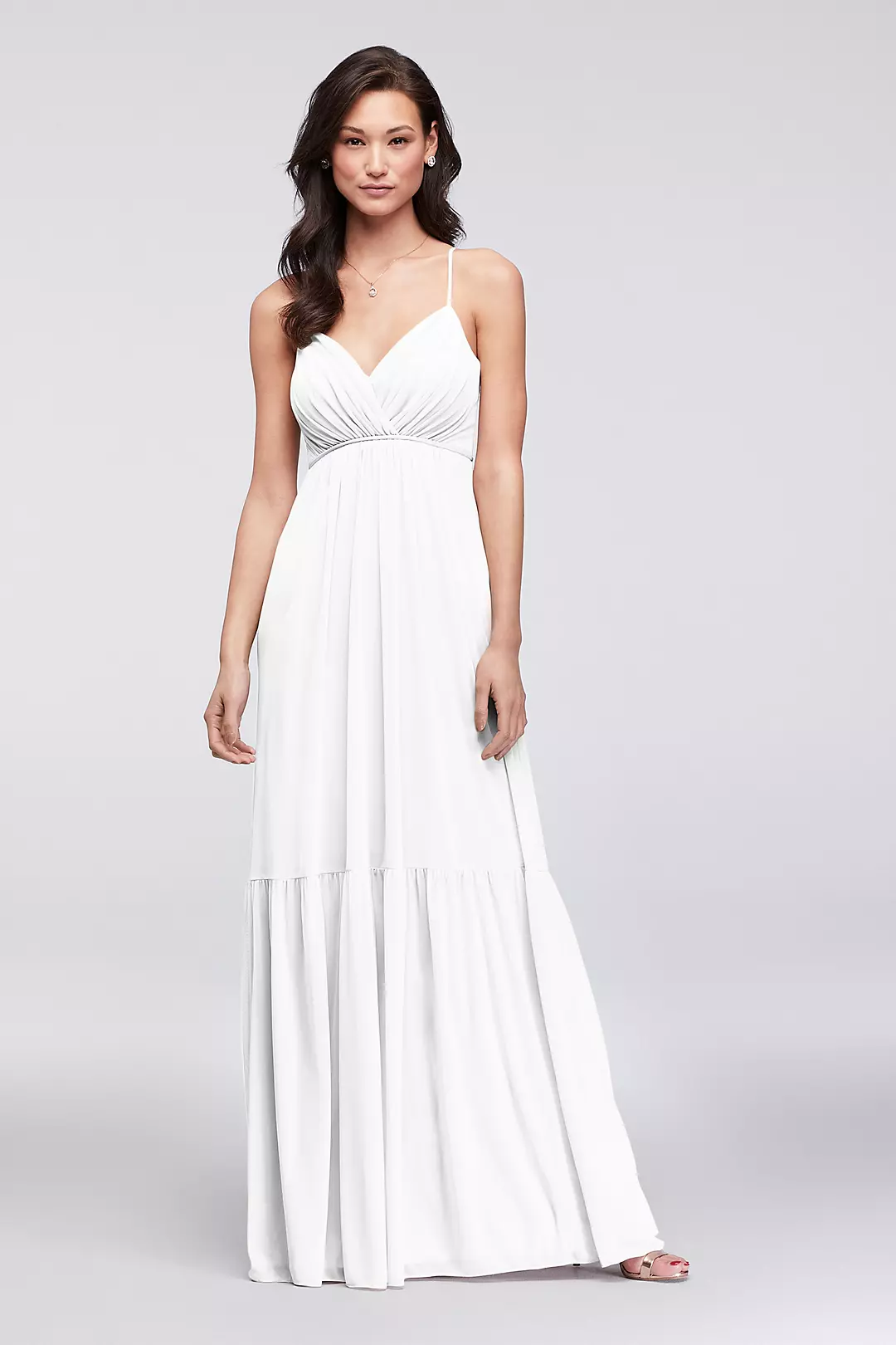 Surplice Mesh Bridesmaid Dress with Peasant Skirt - Image 60