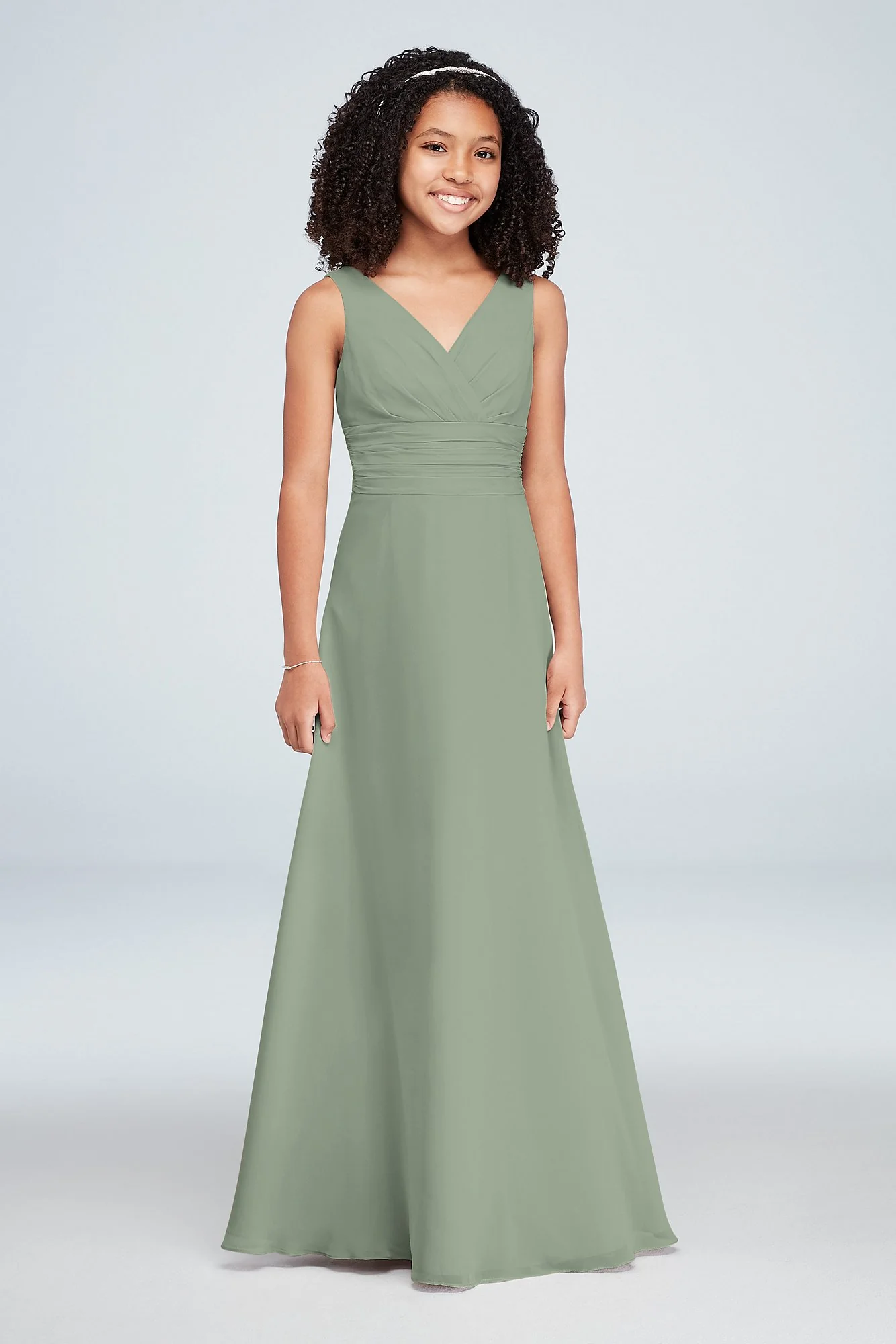 Chiffon Surplice Tank Junior Bridesmaid Dress - Image 7