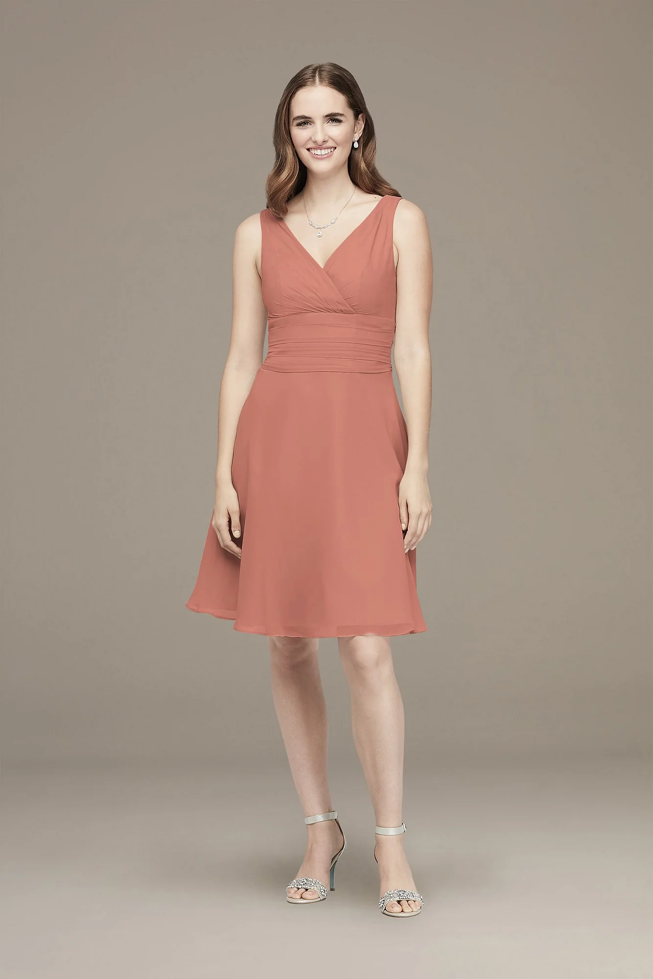 Surplice Tank Short Chiffon Bridesmaid Dress - Image 11