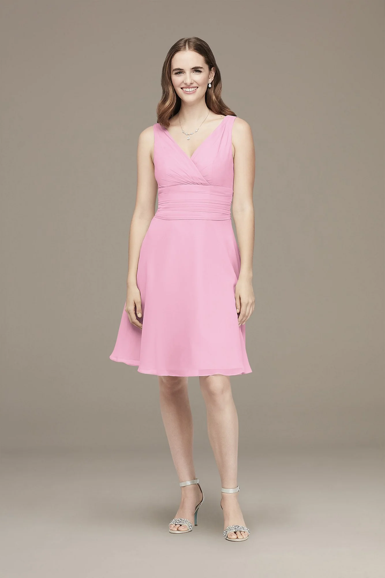 Surplice Tank Short Chiffon Bridesmaid Dress - Image 2