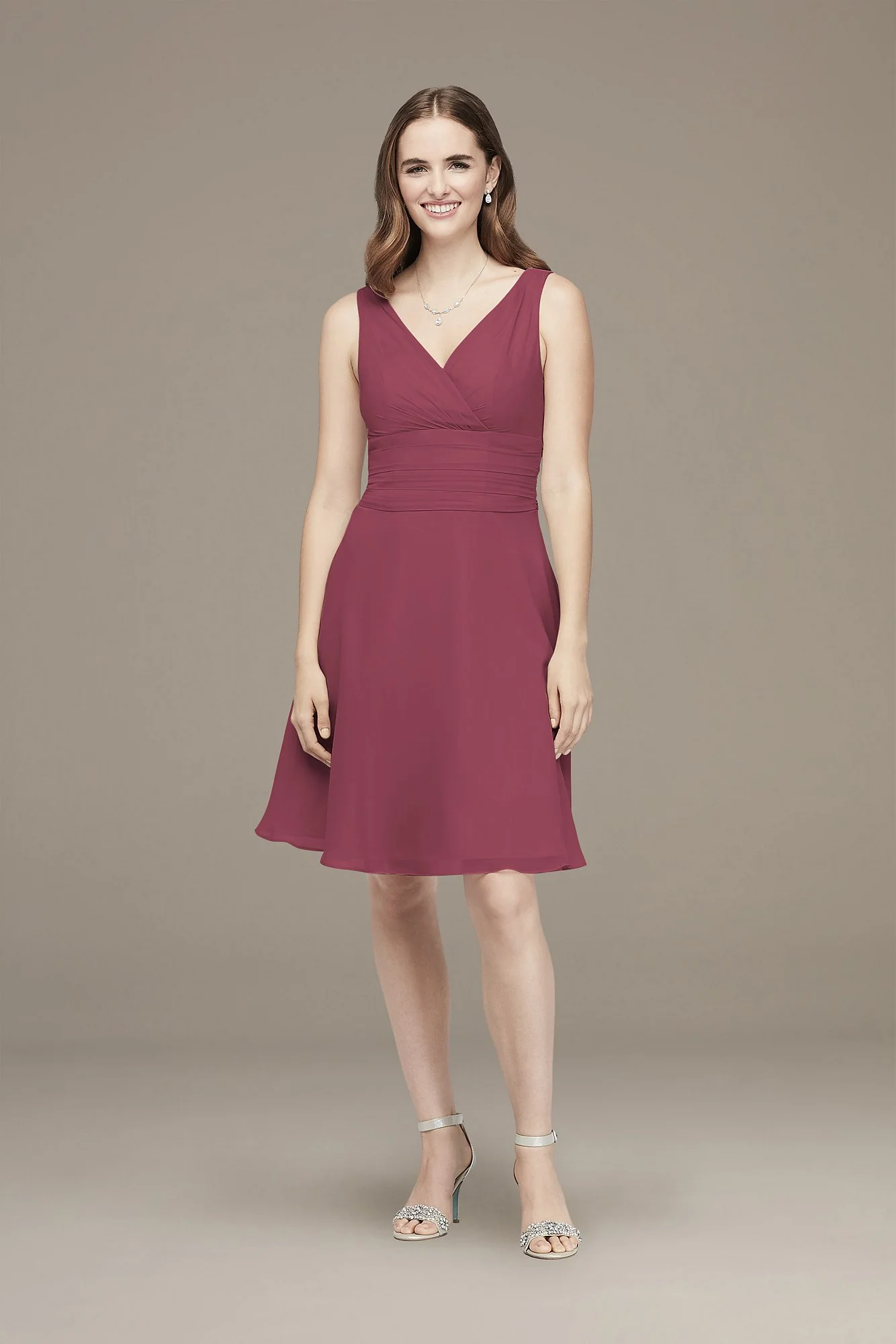 Surplice Tank Short Chiffon Bridesmaid Dress - Image 36