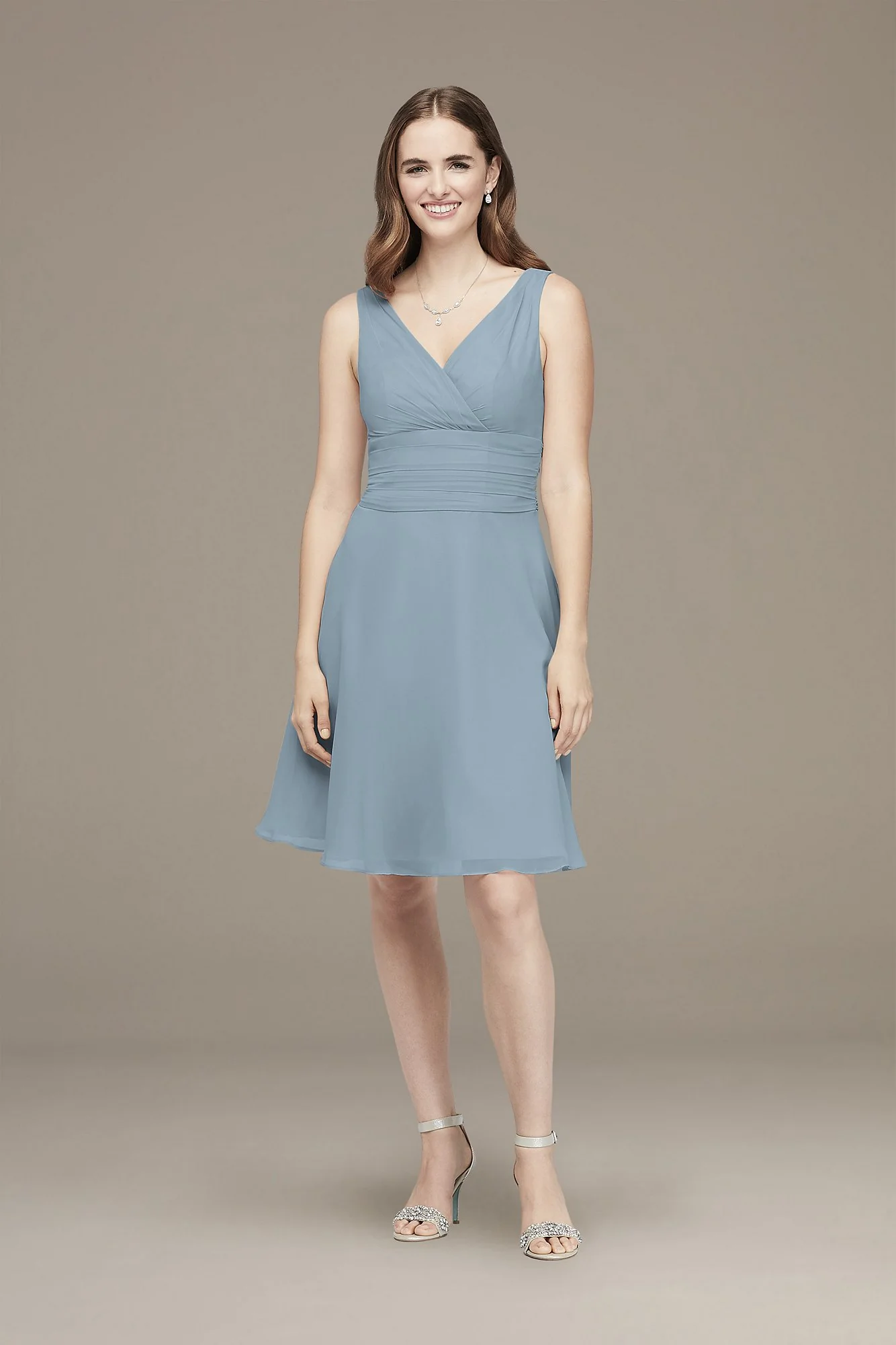 Surplice Tank Short Chiffon Bridesmaid Dress - Image 38