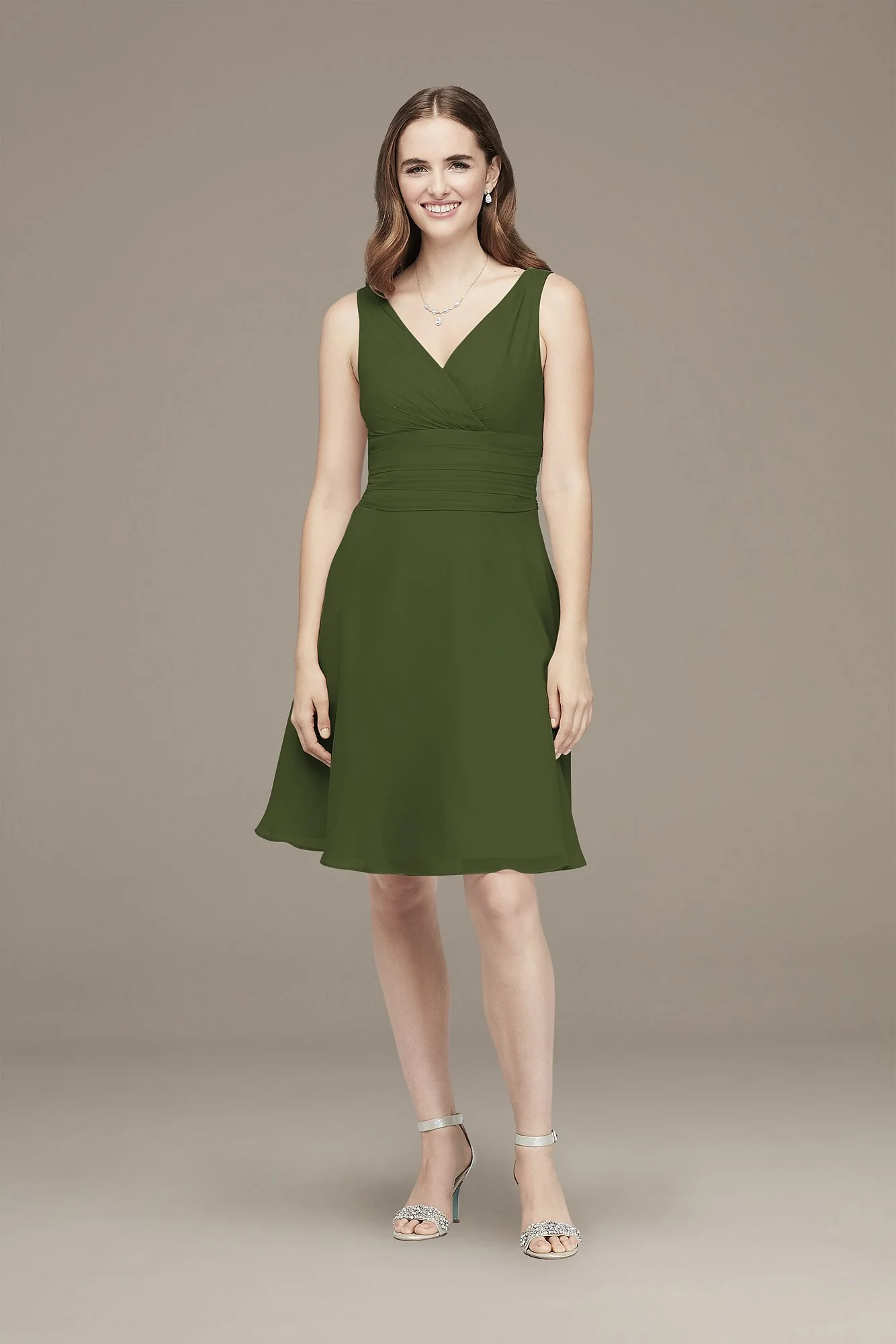 Surplice Tank Short Chiffon Bridesmaid Dress - Image 4
