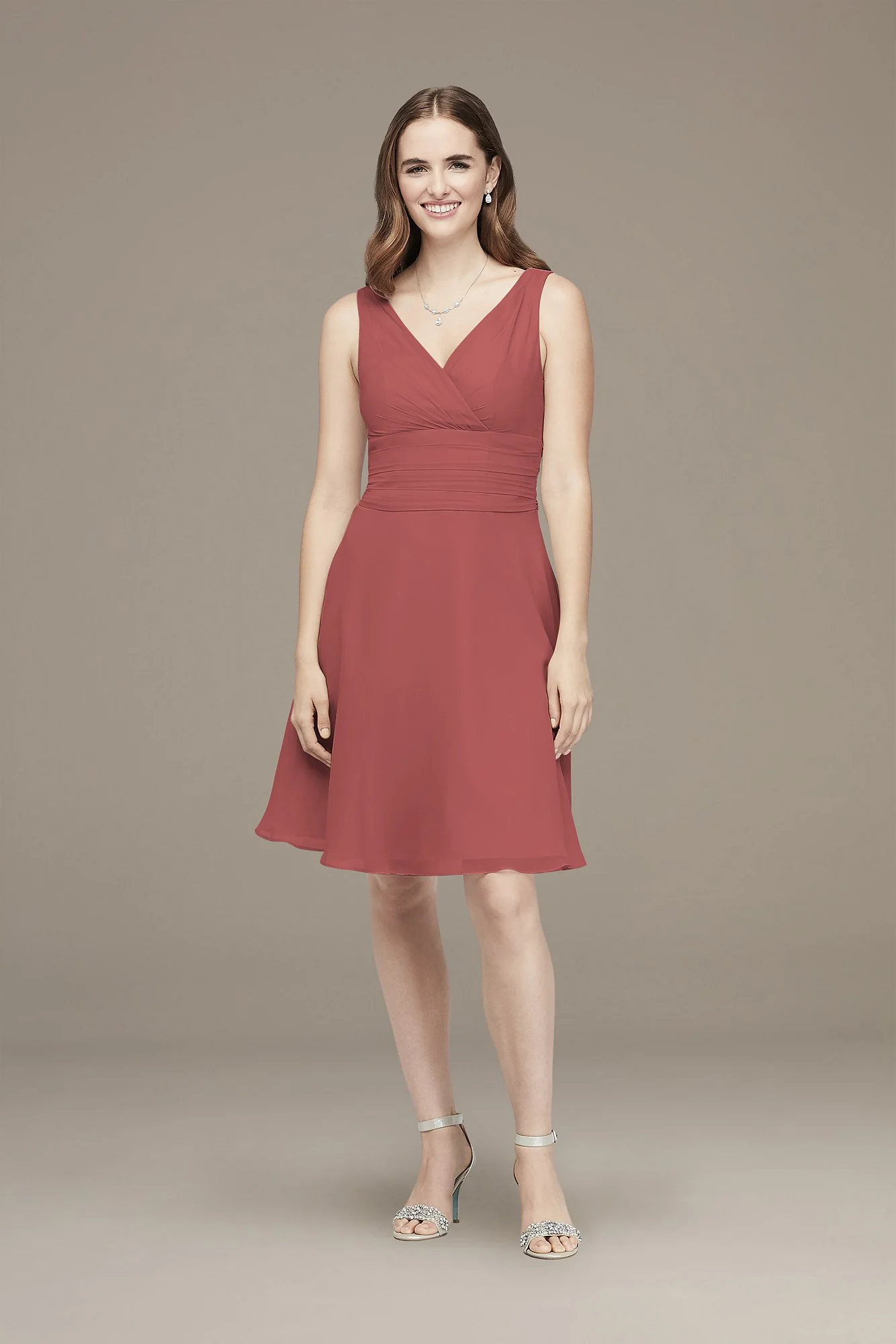 Surplice Tank Short Chiffon Bridesmaid Dress - Image 40