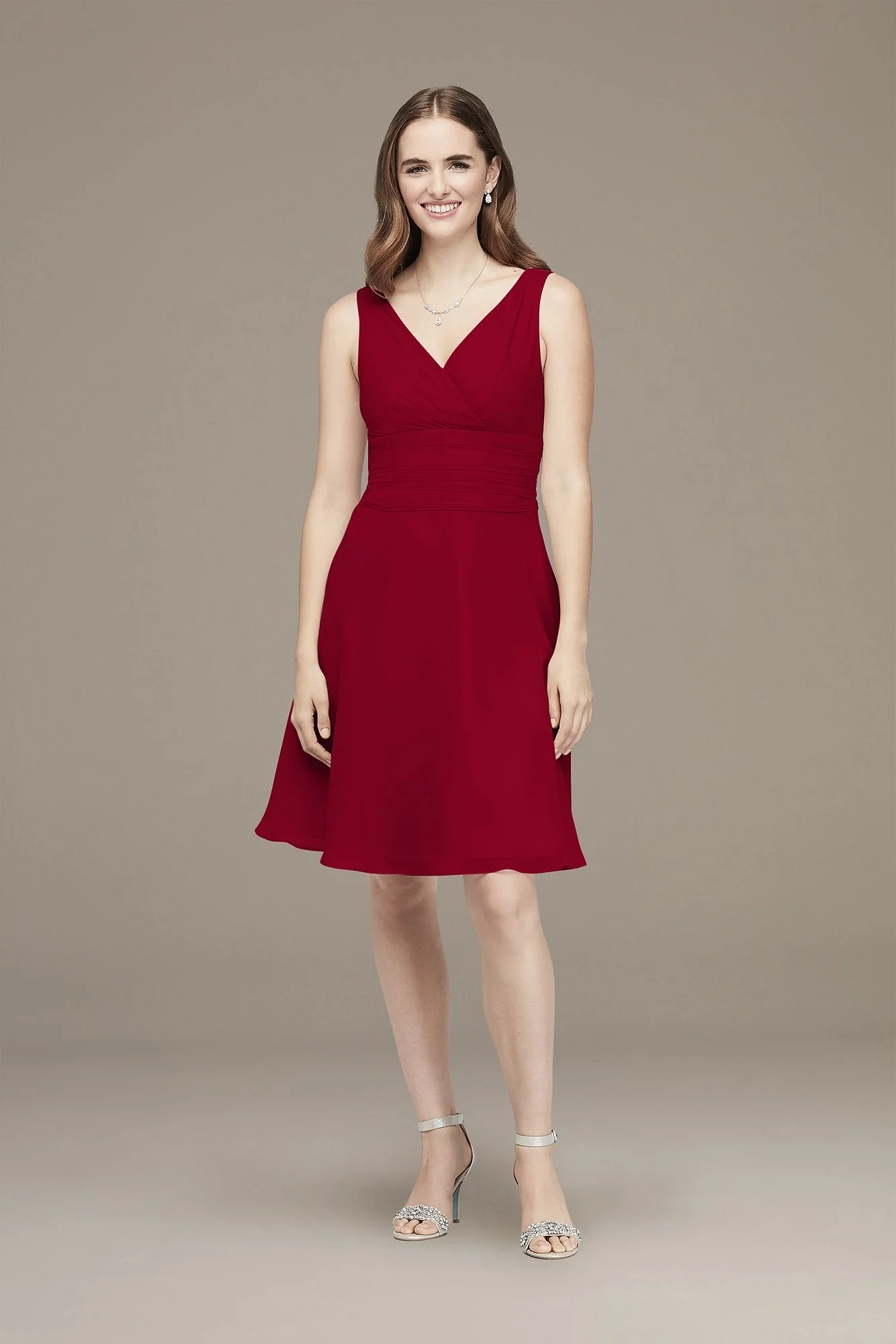 Surplice Tank Short Chiffon Bridesmaid Dress - Image 41