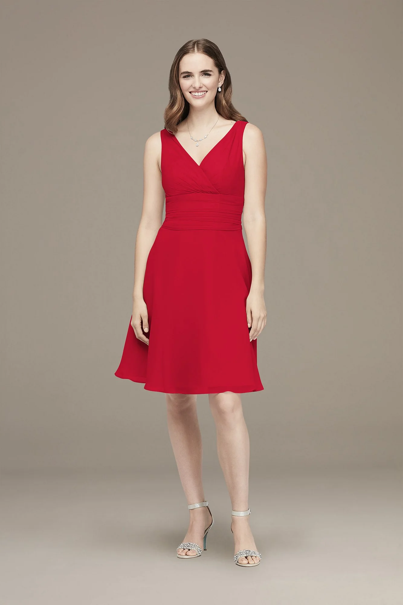 Surplice Tank Short Chiffon Bridesmaid Dress - Image 42