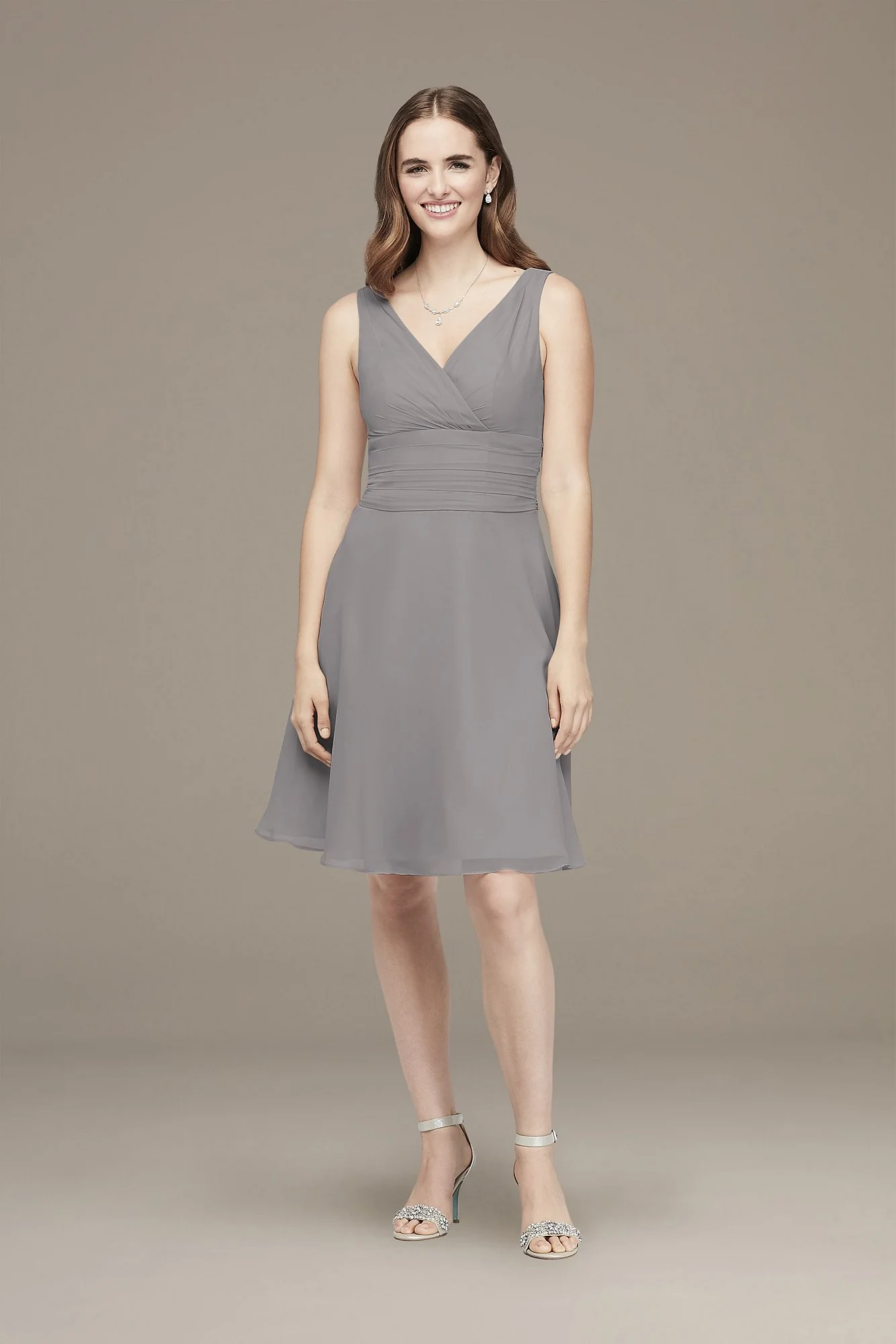 Surplice Tank Short Chiffon Bridesmaid Dress - Image 44