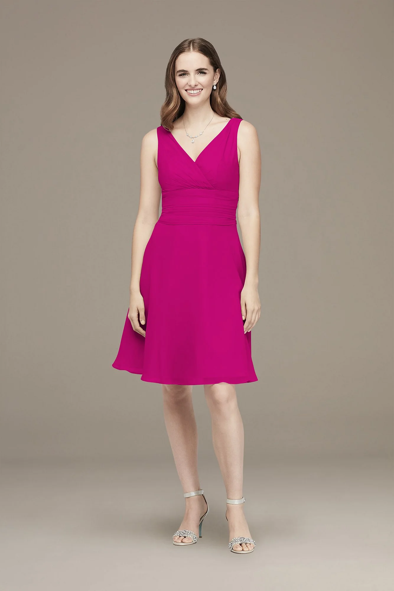Surplice Tank Short Chiffon Bridesmaid Dress - Image 45