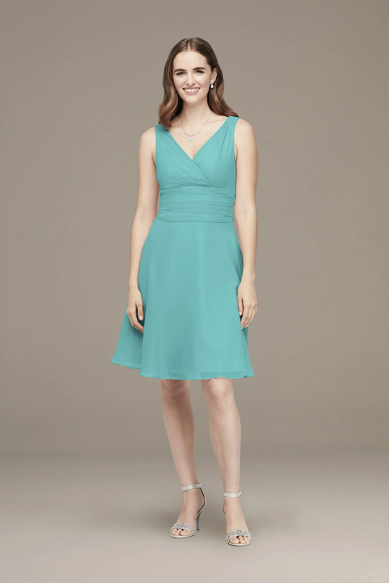 Surplice Tank Short Chiffon Bridesmaid Dress - Image 49