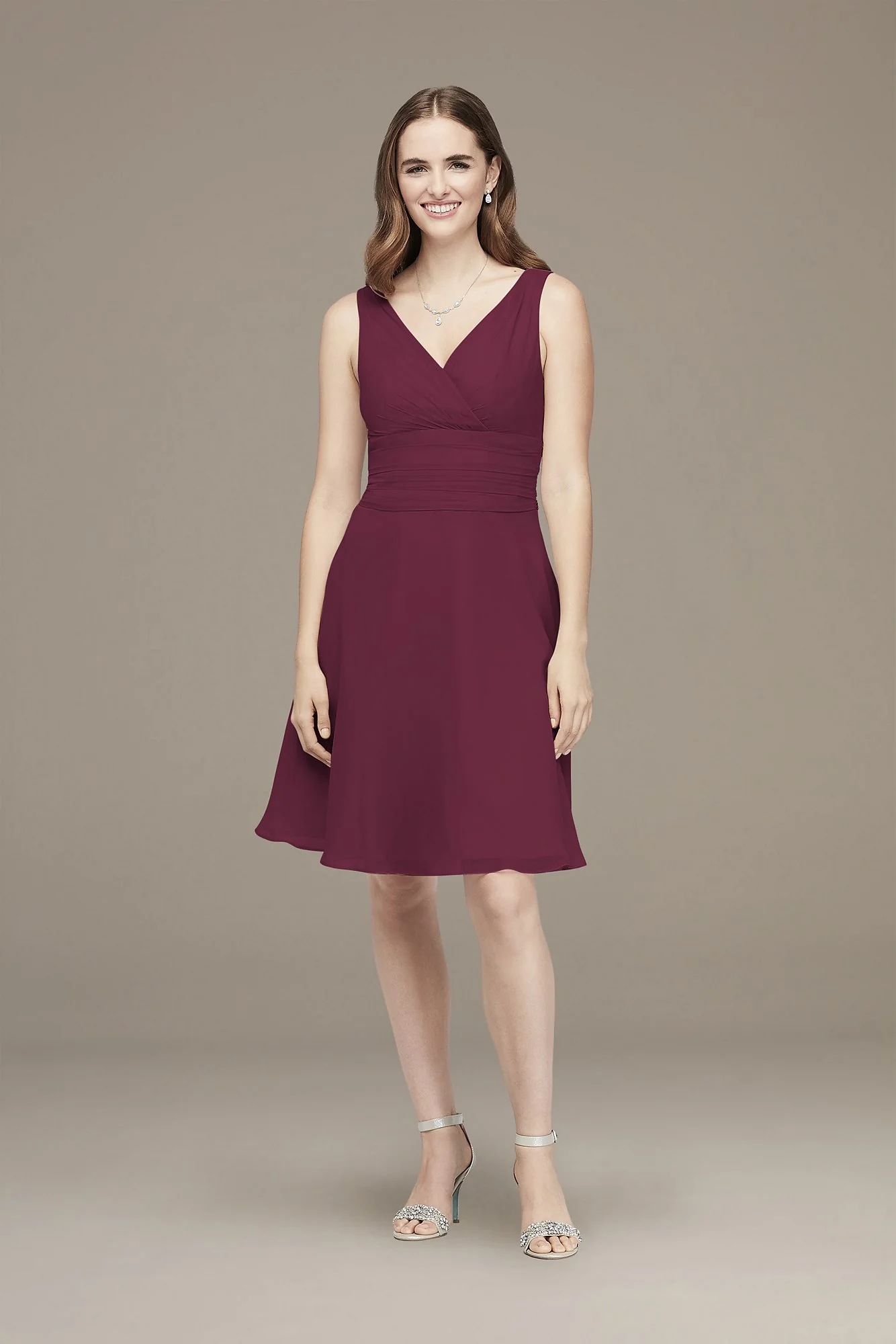Surplice Tank Short Chiffon Bridesmaid Dress - Image 5