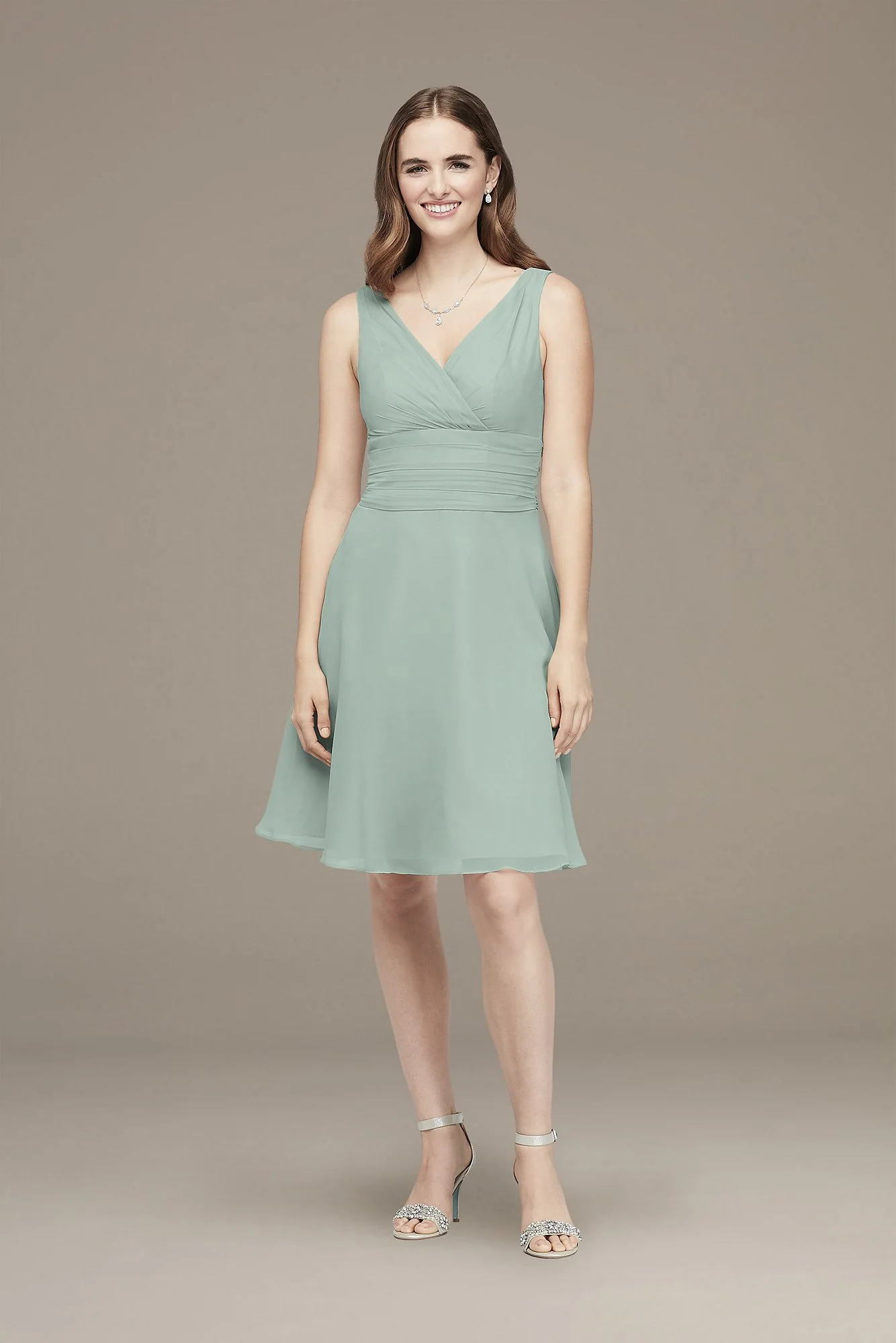 Surplice Tank Short Chiffon Bridesmaid Dress - Image 54