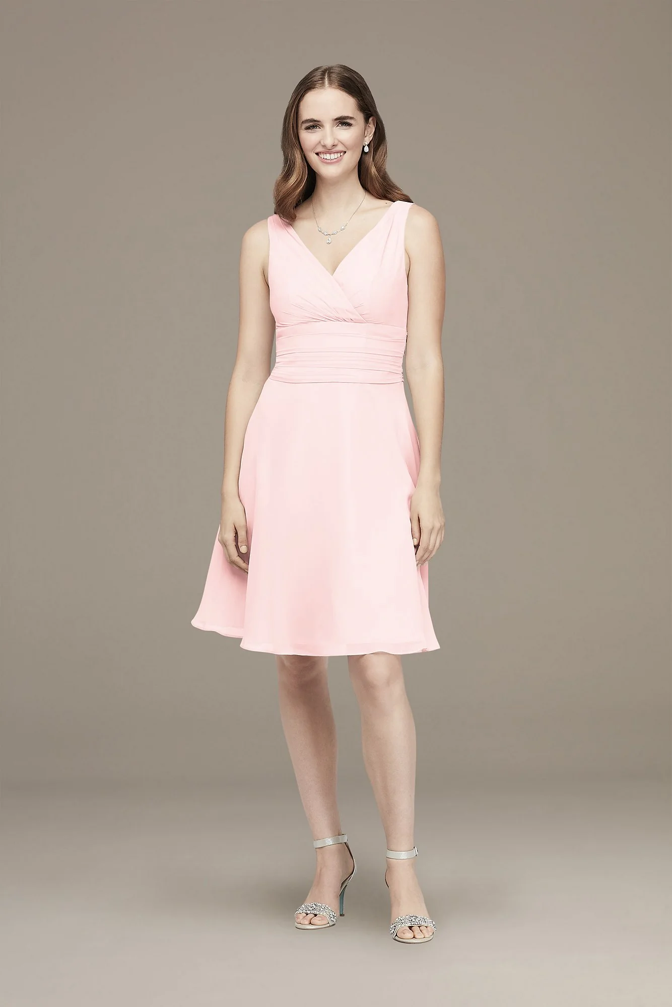Surplice Tank Short Chiffon Bridesmaid Dress - Image 7