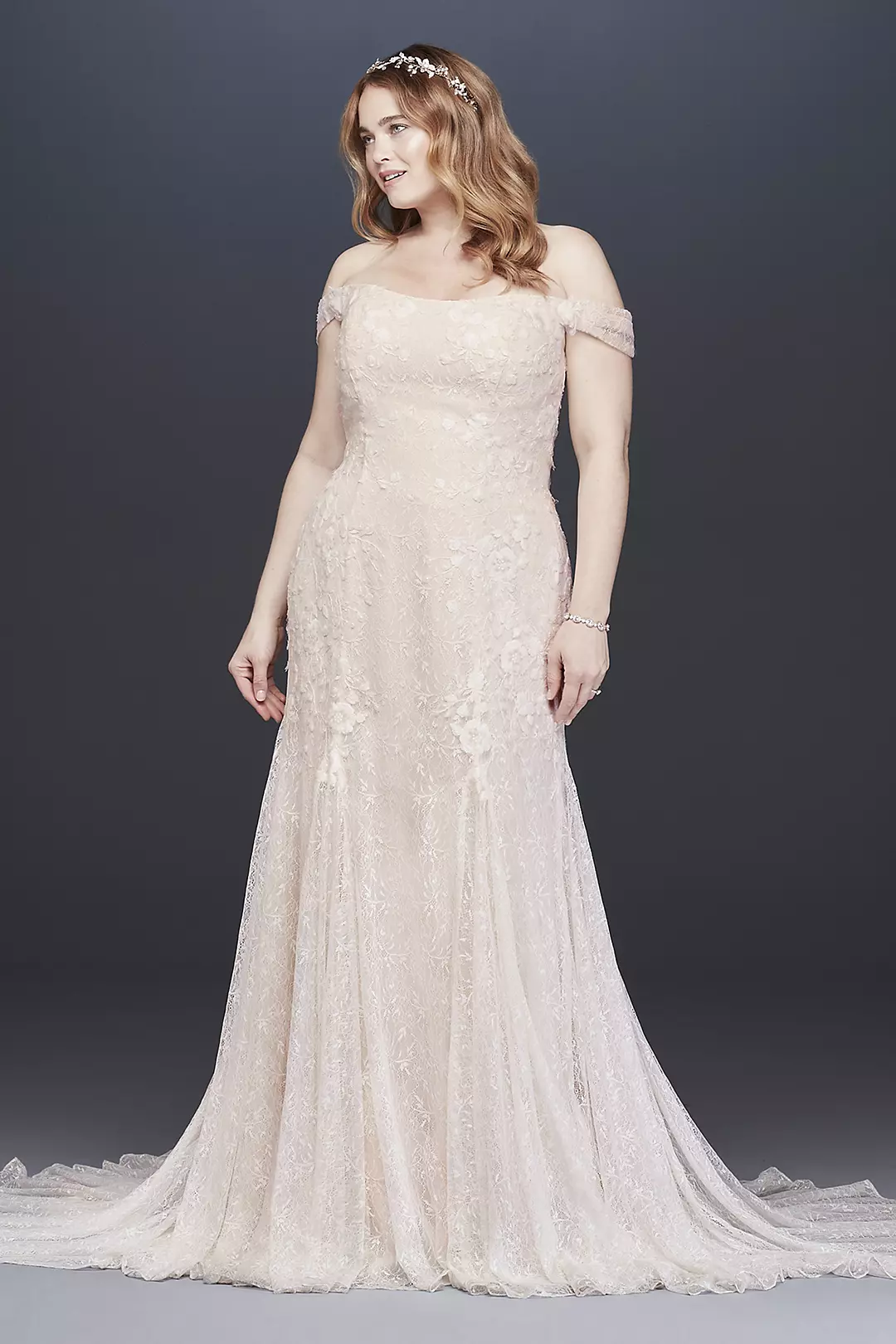 Swag Sleeve Layered Lace Wedding Dress - Image 11