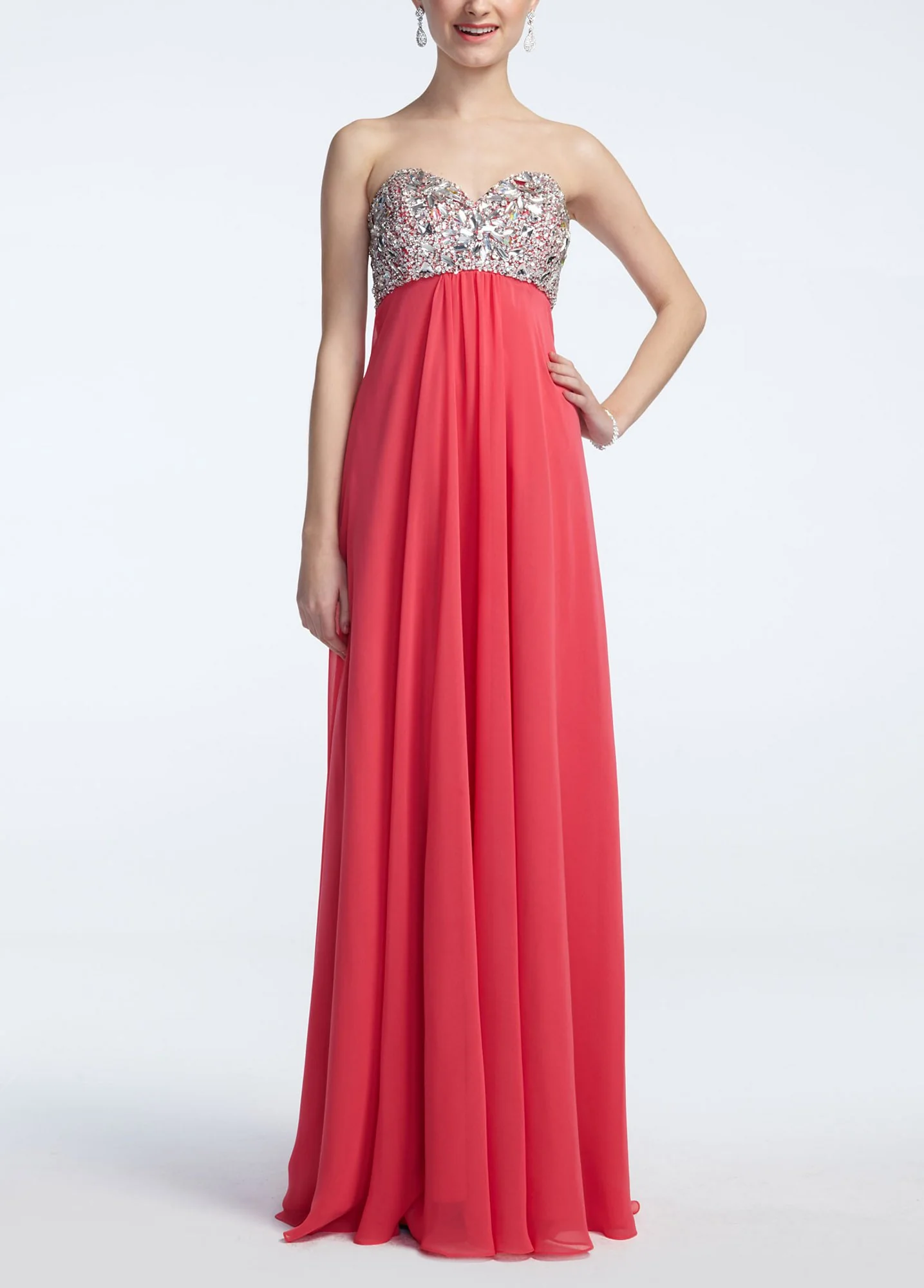 Sweetheart Chiffon Dress with Glass Beaded Detail