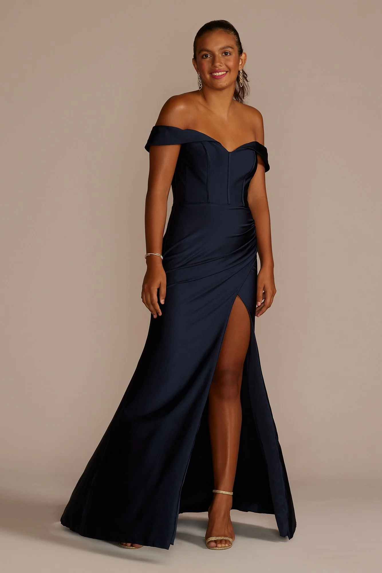 Sweetheart Off the Shoulder Stretch Satin Dress - Image 2