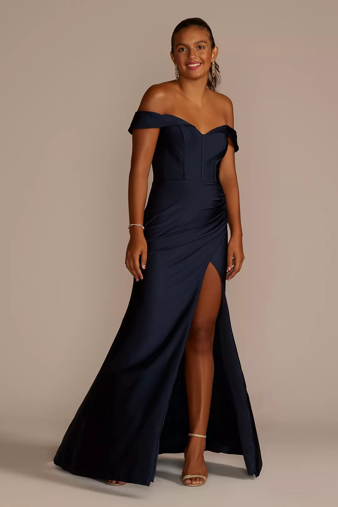 Sweetheart Off the Shoulder Stretch Satin Dress - Image 3