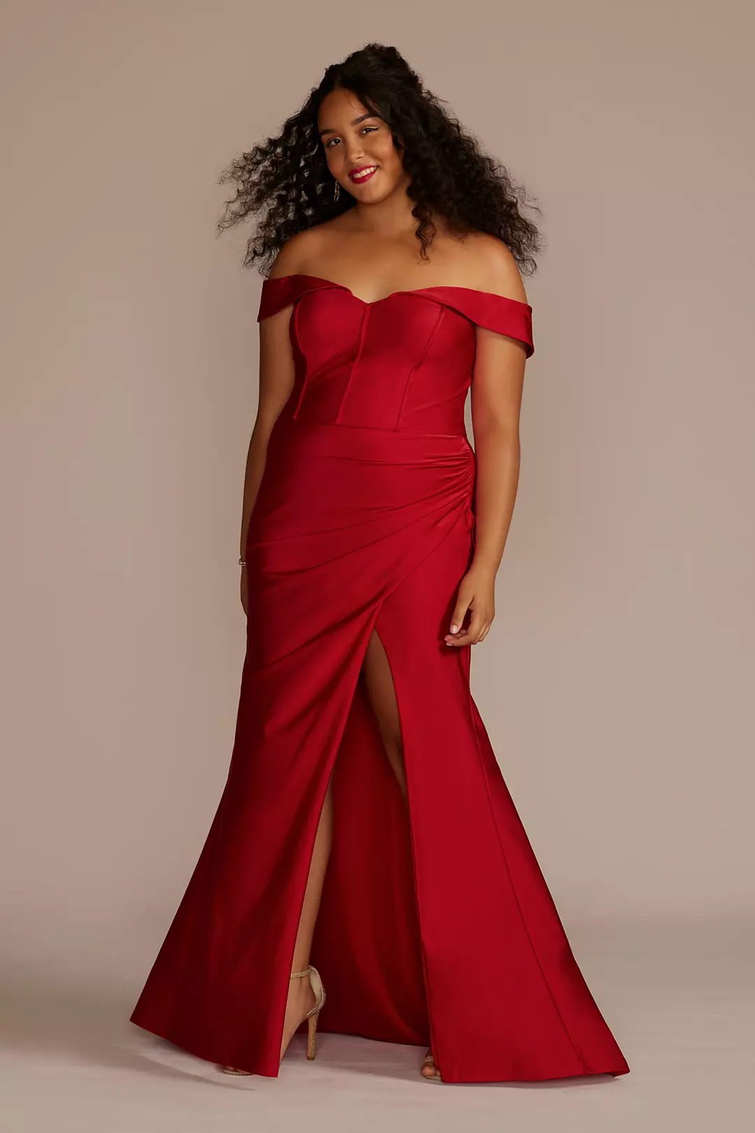 Sweetheart Off the Shoulder Stretch Satin Dress - Image 5