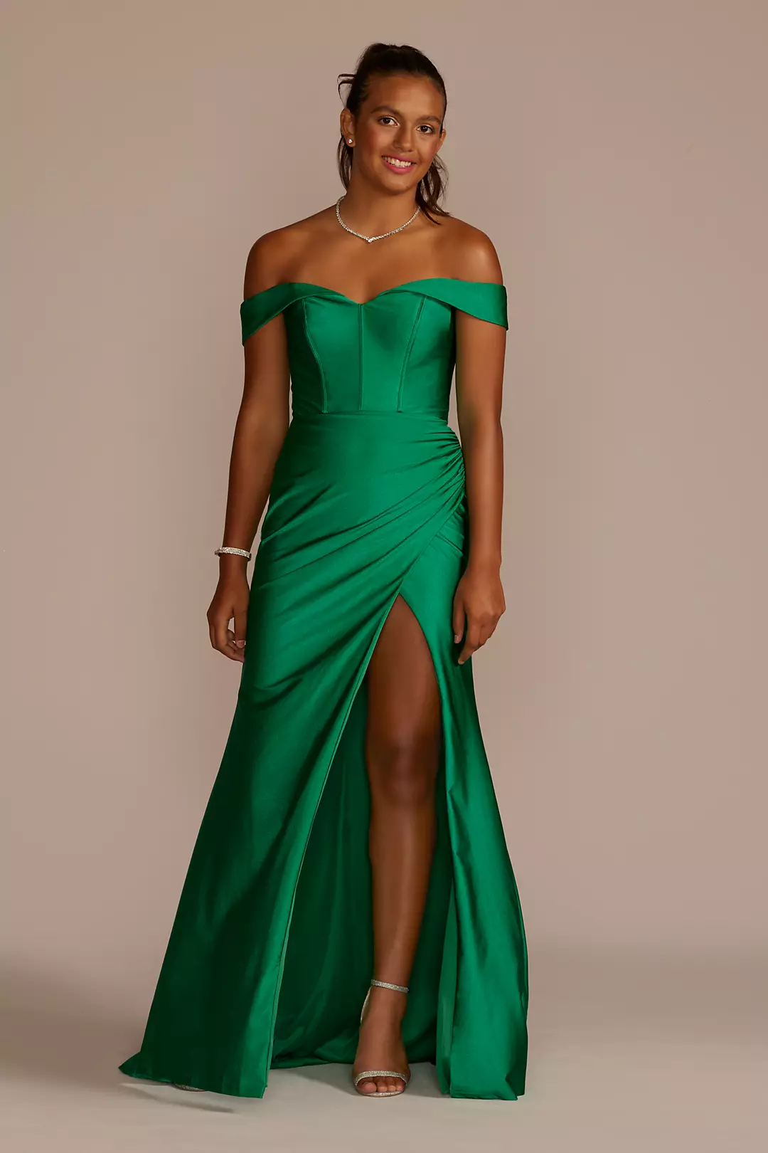 Sweetheart Off the Shoulder Stretch Satin Dress - Image 6