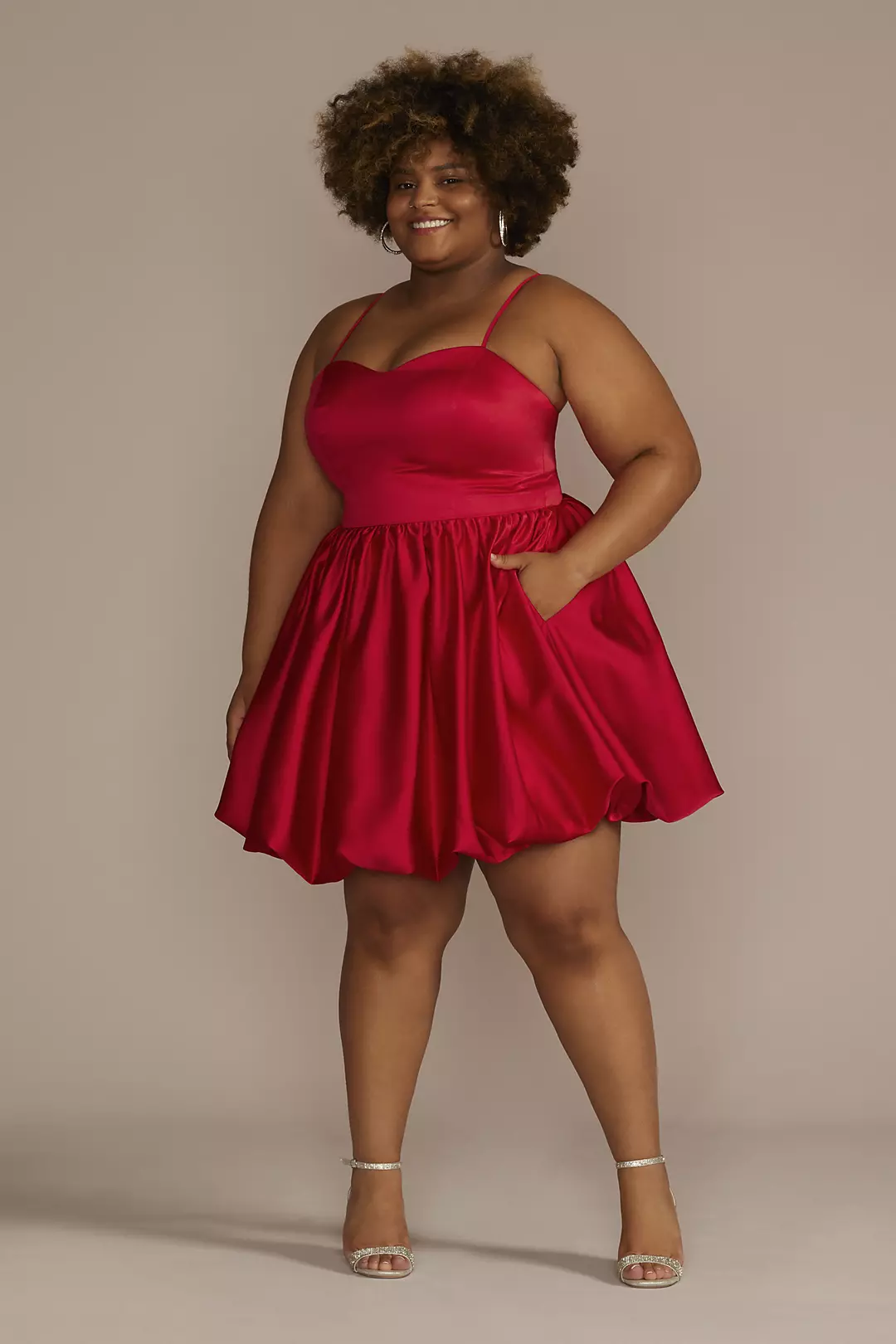Sweetheart Satin Bubble Hem Mini A-Line Dress - Image 14