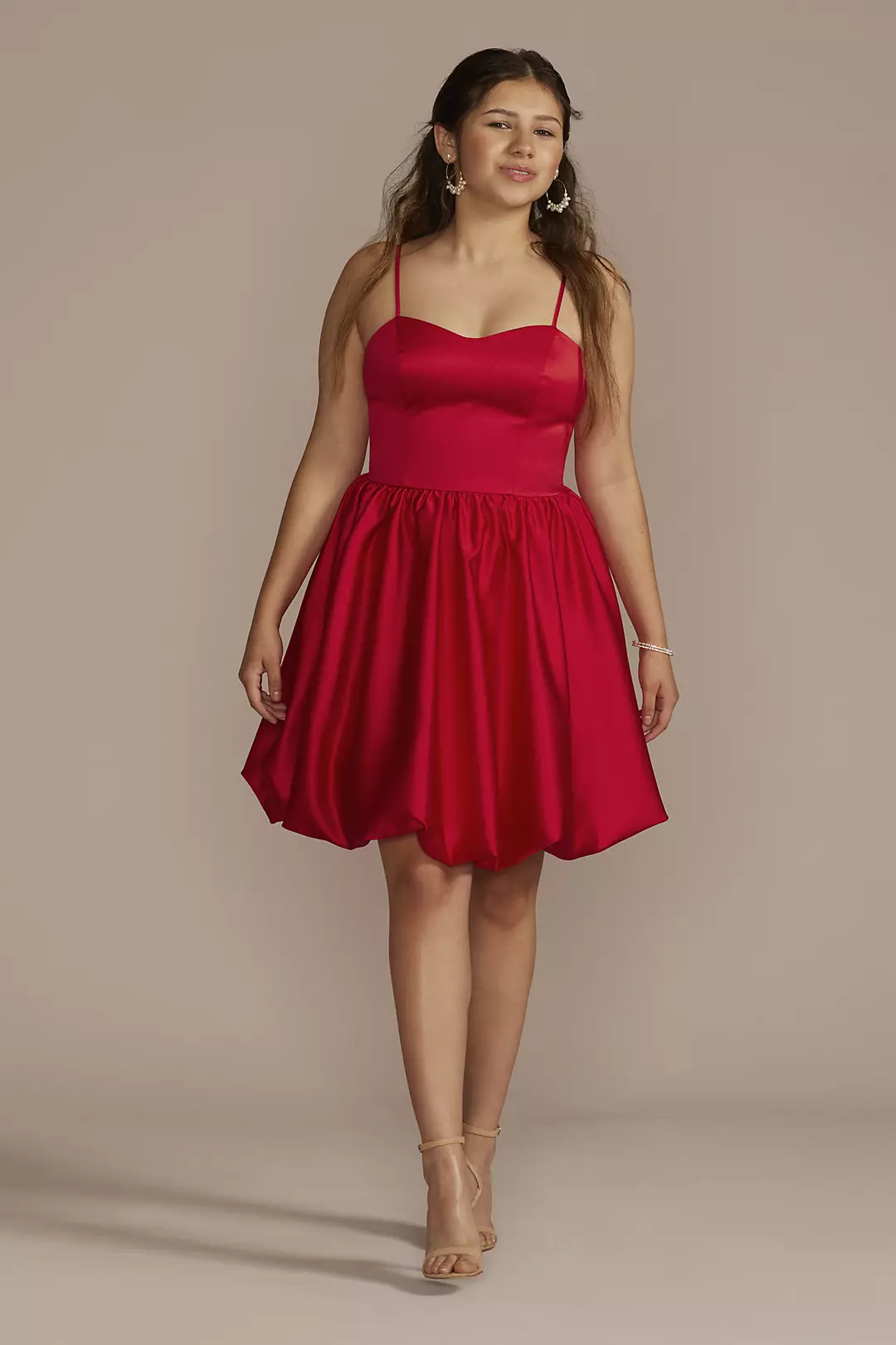 Sweetheart Satin Bubble Hem Mini A-Line Dress - Image 5