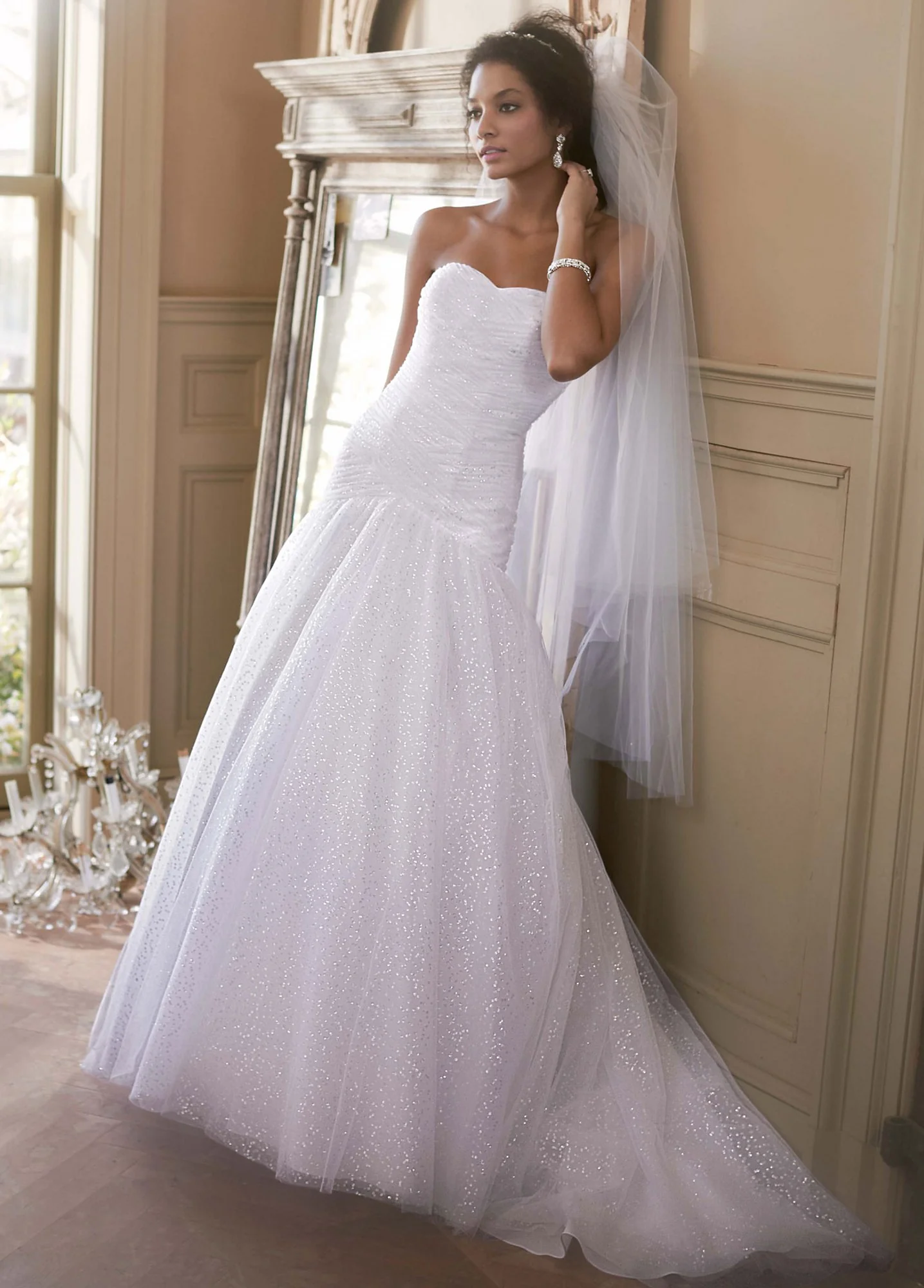 Sweetheart Sequin Tulle Ball Gown with Corset Back