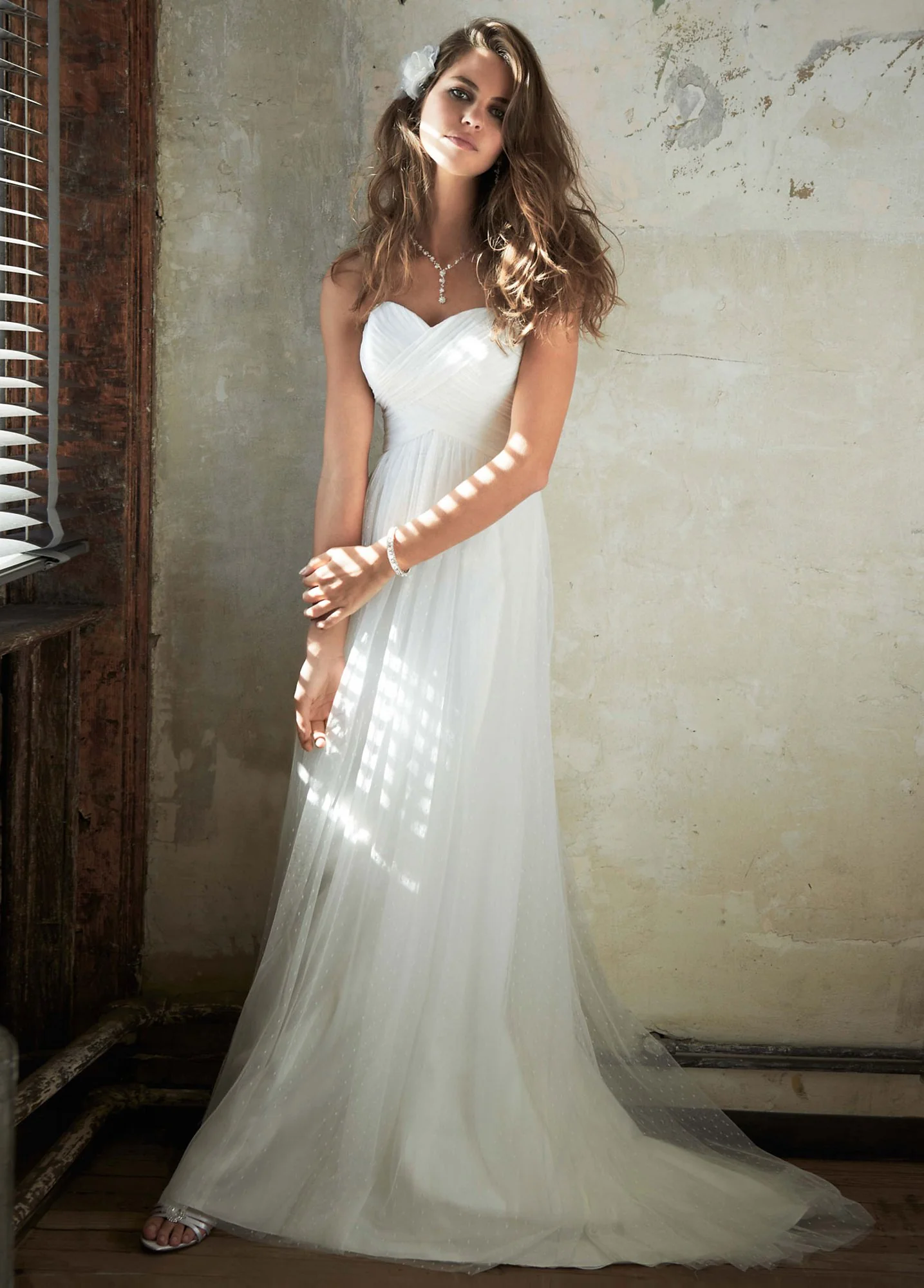 Swiss Dot Tulle Empire Waist Gown