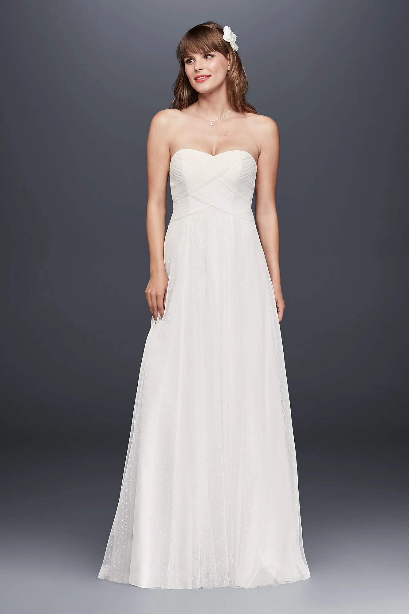 Dot Tulle Sweetheart Neck Plus Size Wedding Dress - Image 7