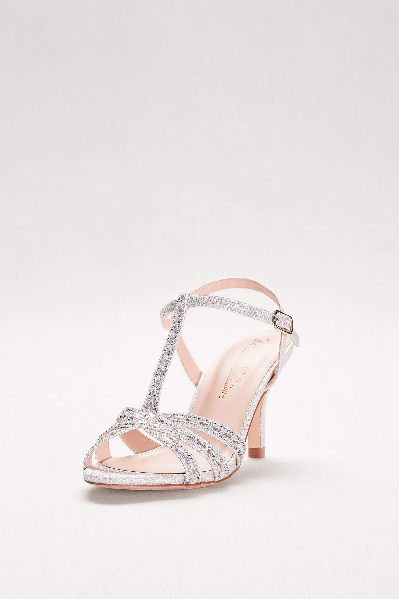 T-Strap Heels with Baguette Crystals
