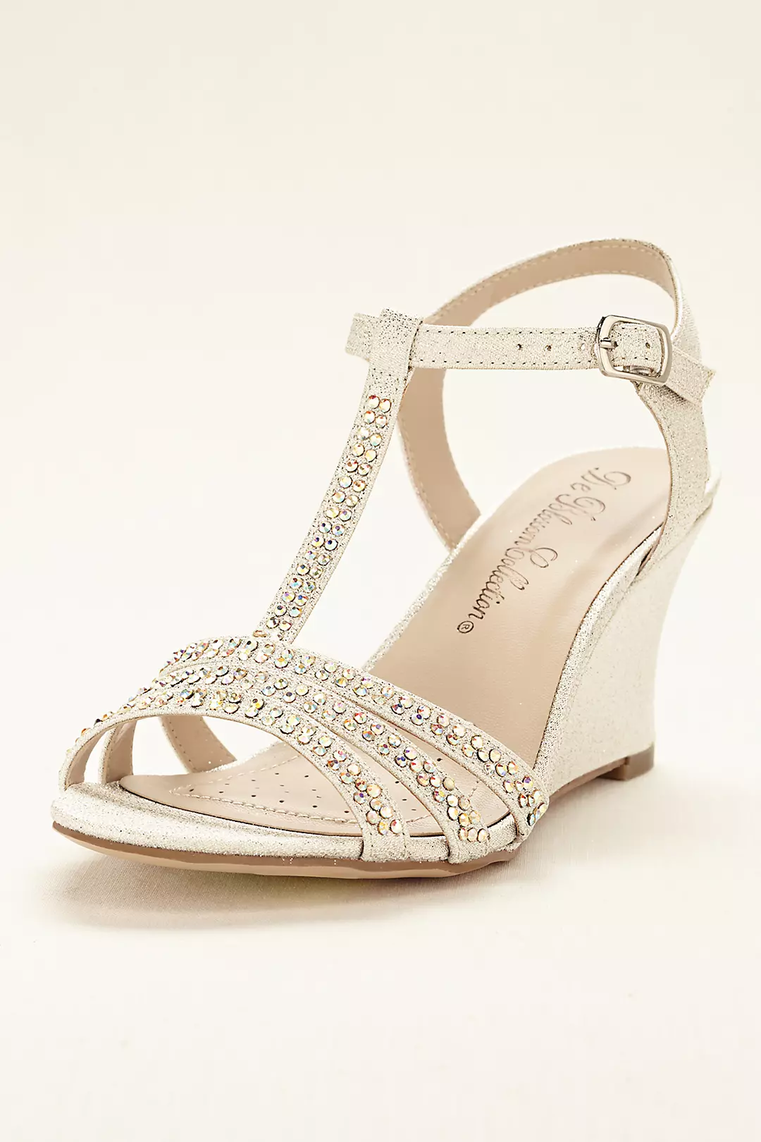 T-Strap Wedge Sandal with Crystal Embellishments - Image 3
