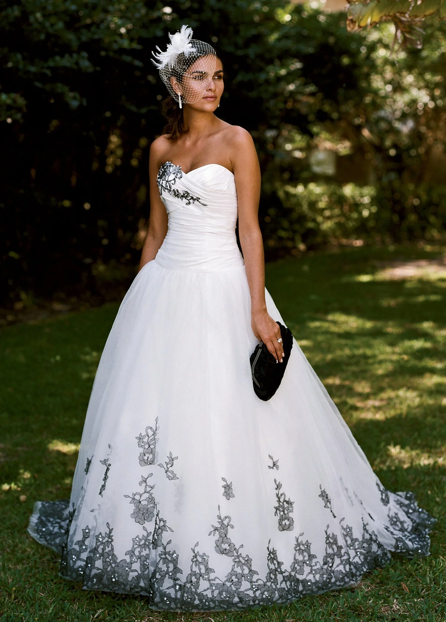 Taffeta and Tulle Gown with Floral Lace Detail