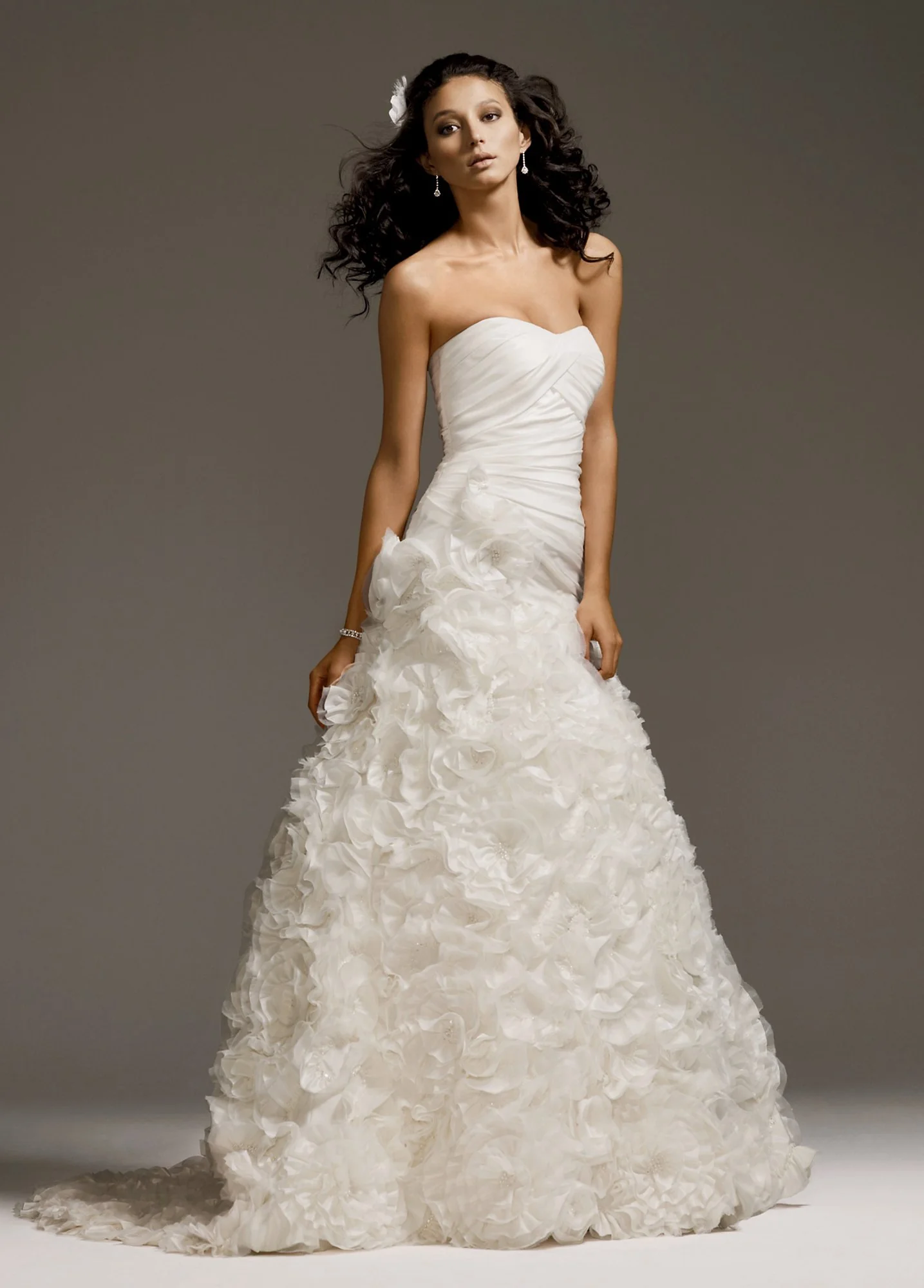 Petite Ball Gown with Floral Appliques on Skirt - Image 2