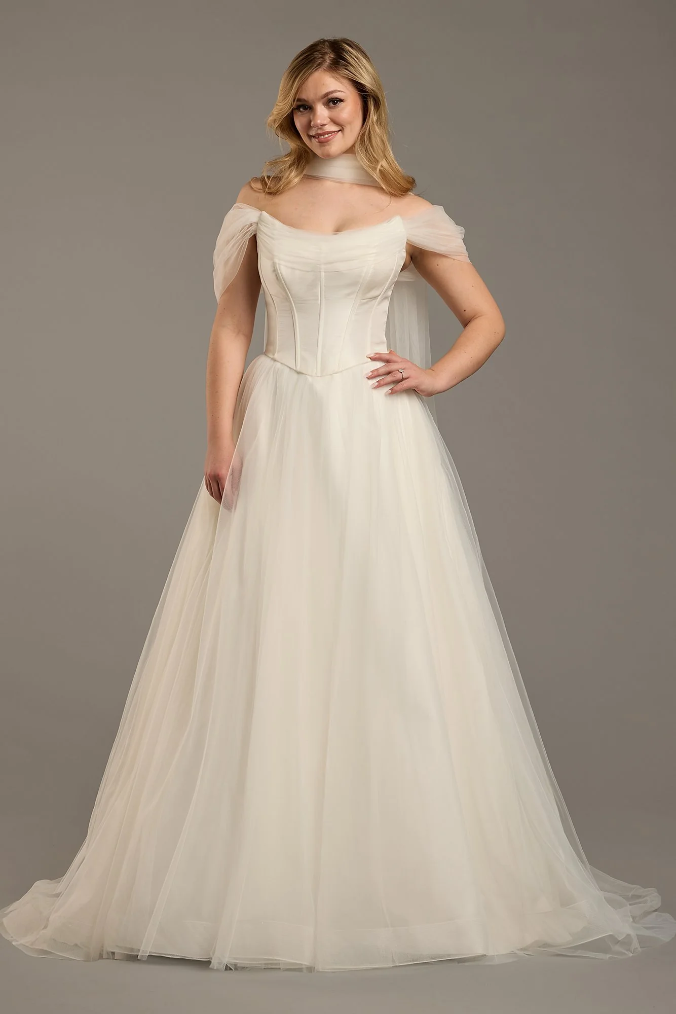 Taffeta Basque Waist A-Line Wedding Dress