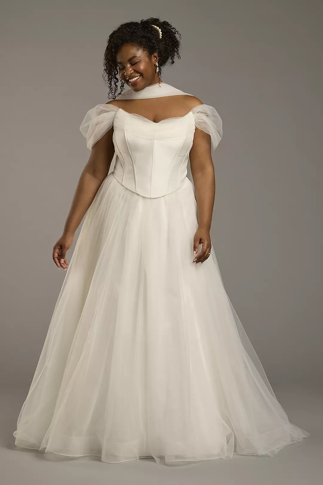 Taffeta Basque Waist A-Line Wedding Dress - Image 7