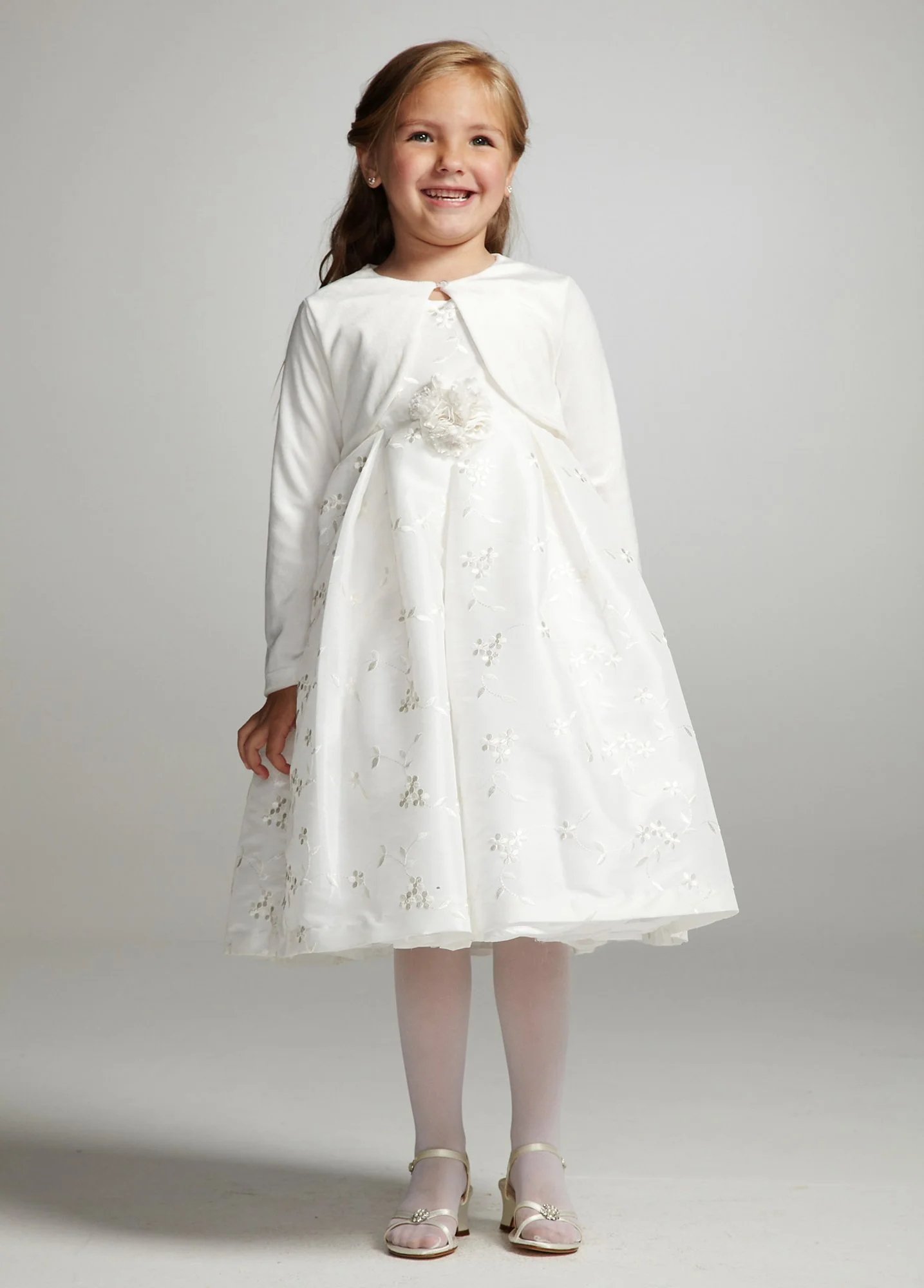 Taffeta Flower Girl Dress with Velour Jacket