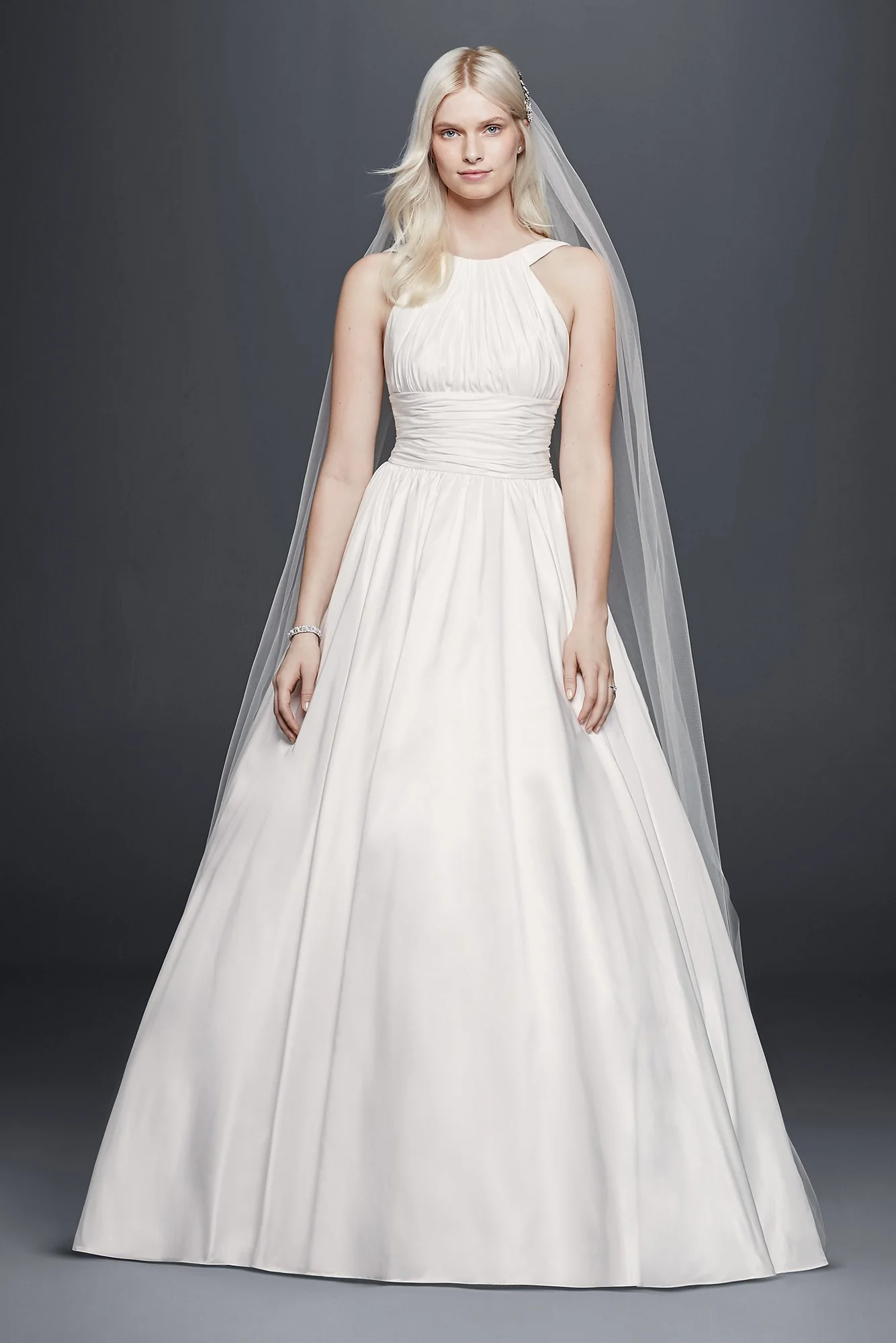Taffeta High-Neck Ball Gown Wedding Dress - Image 2