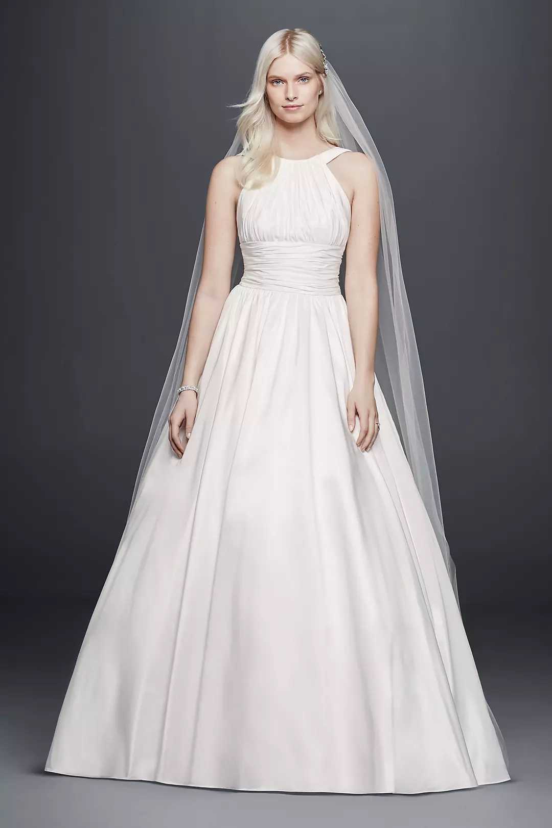 Taffeta High-Neck Ball Gown Wedding Dress - Image 6