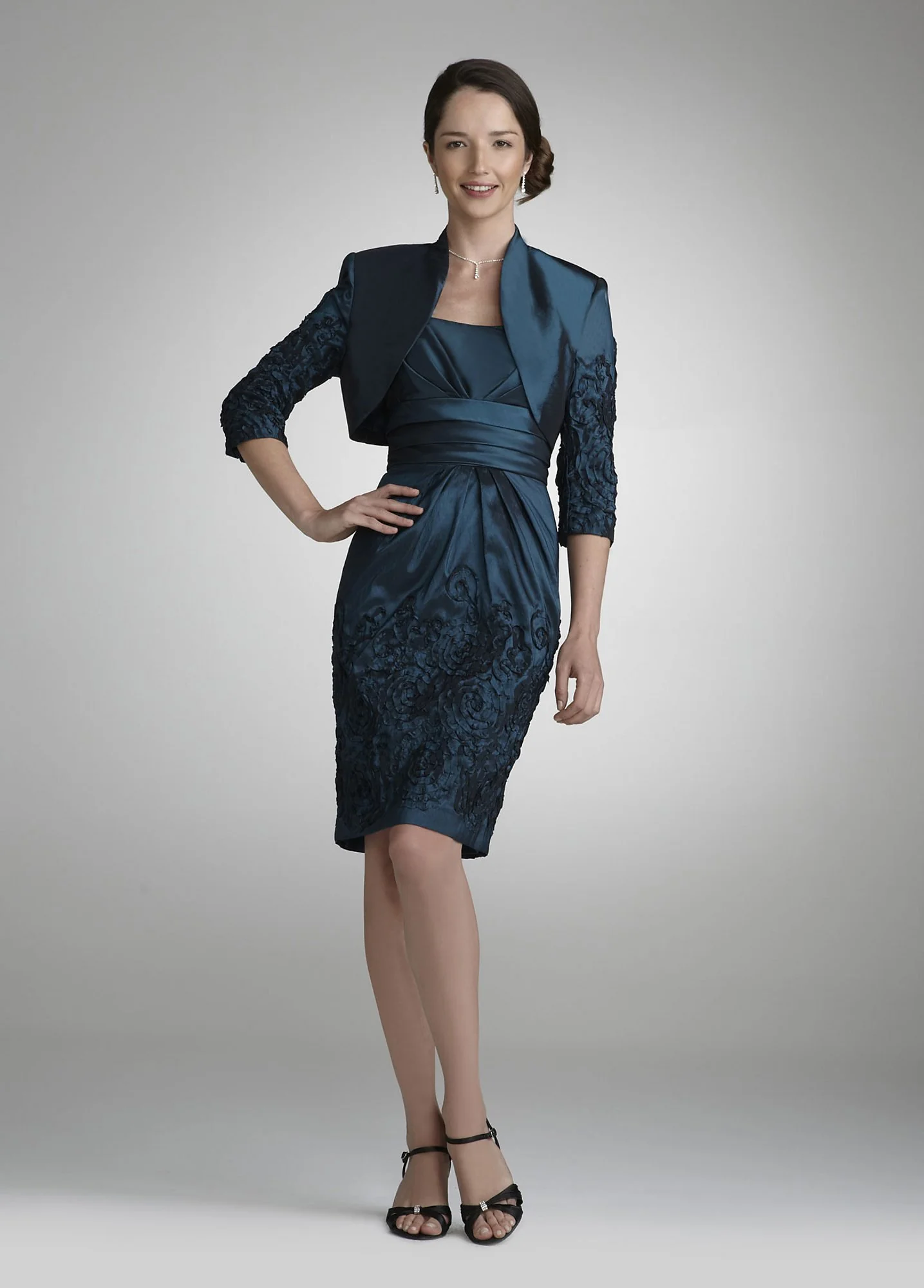 Taffeta Jacket Dress with Soutache Detail