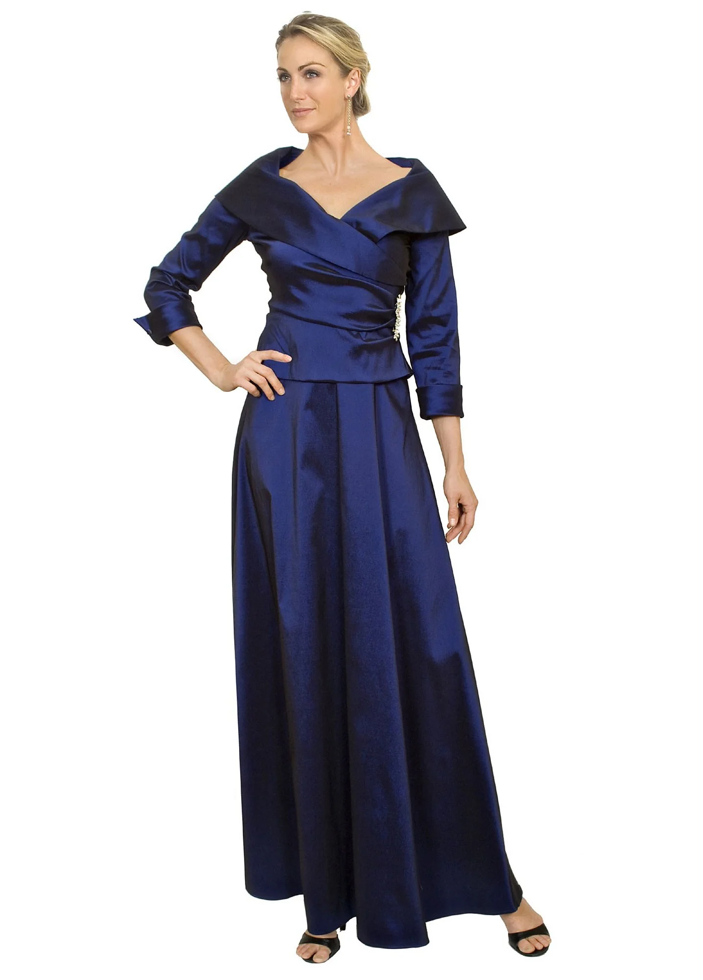 Taffeta Mock Two-Piece with 3/4 Sleeve - Image 2