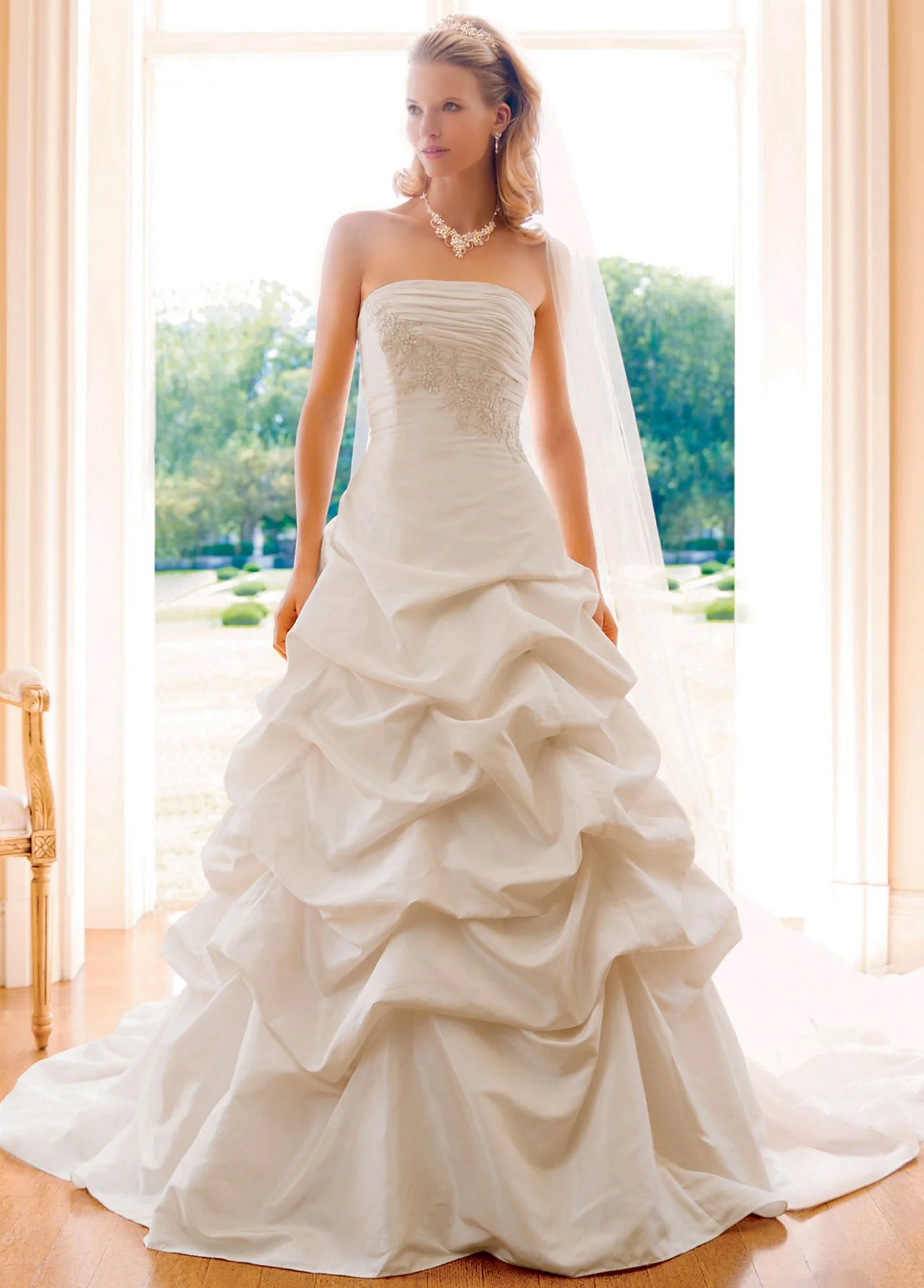 Taffeta Strapless Pick Up Ball Gown with Lace - Image 2