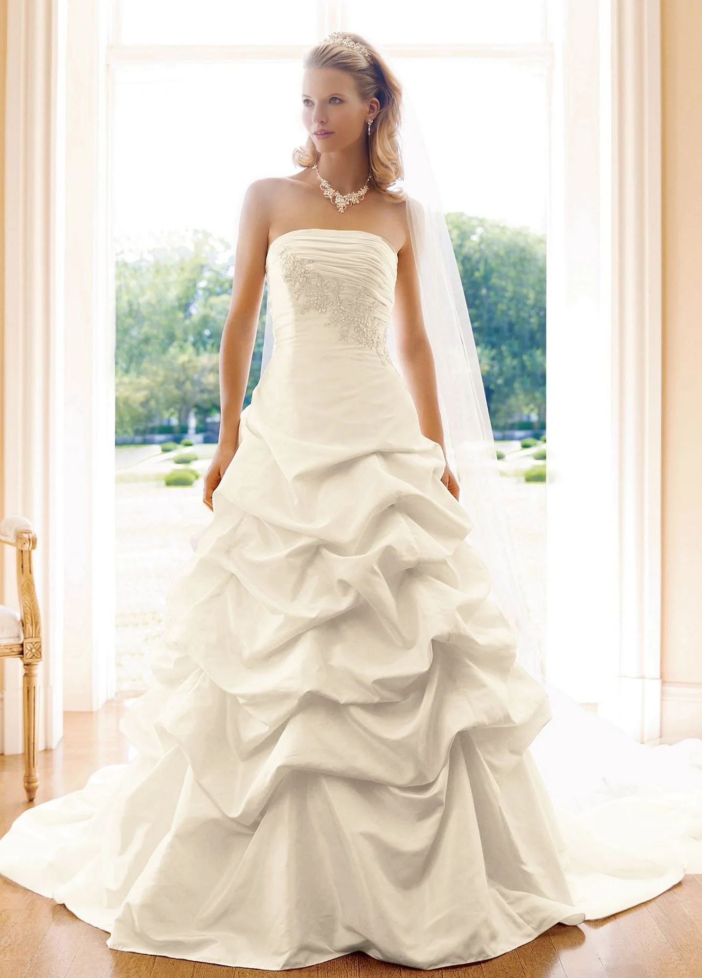 Taffeta Strapless Pick Up Ball Gown with Lace - Image 2