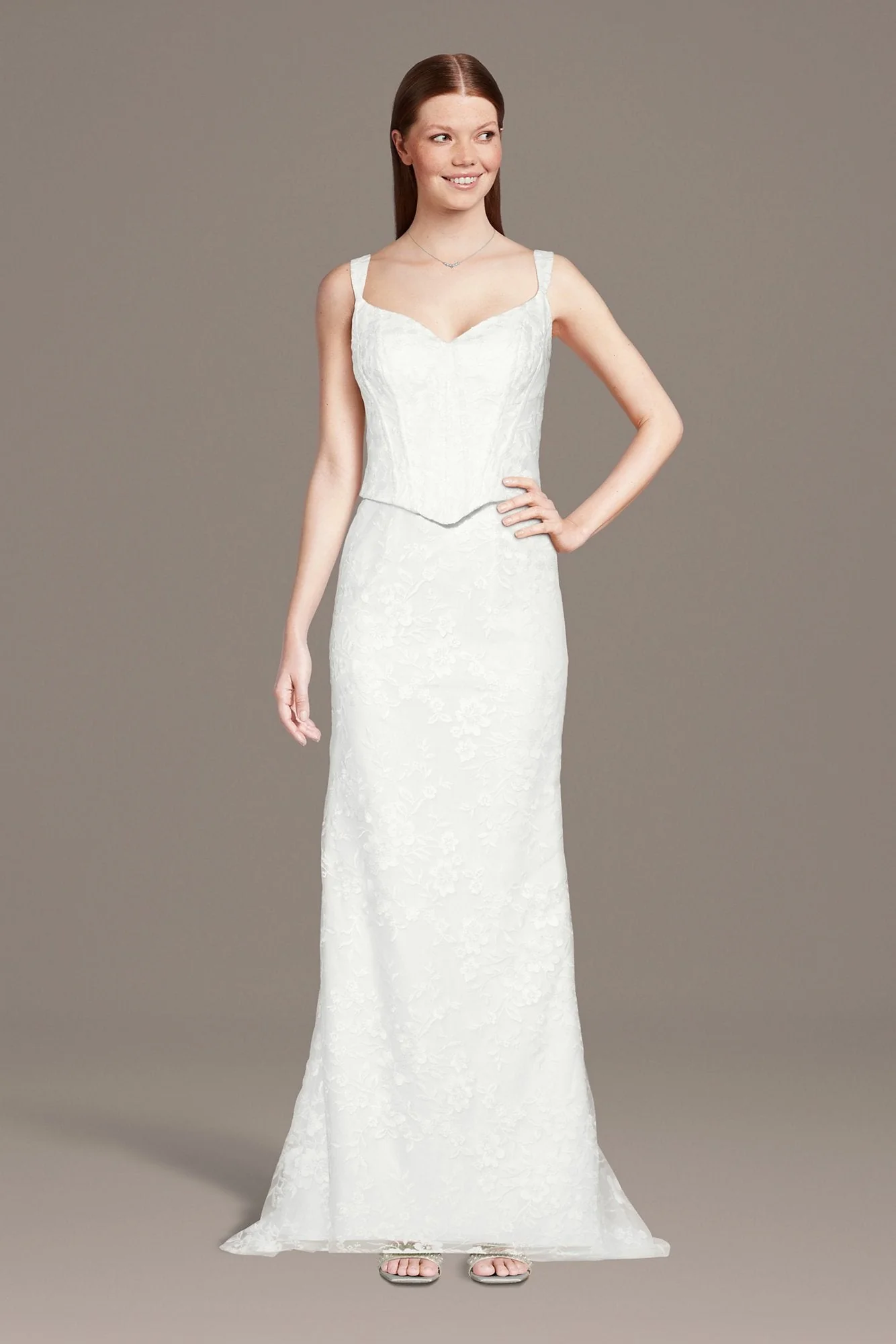 Tank Faux Two-Piece Lace Sheath Wedding Dress - Image 2