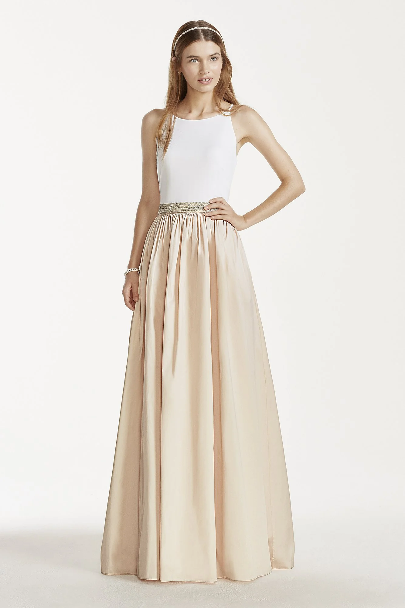 Tank Gown with Beaded Waistband and Ballgown Skirt