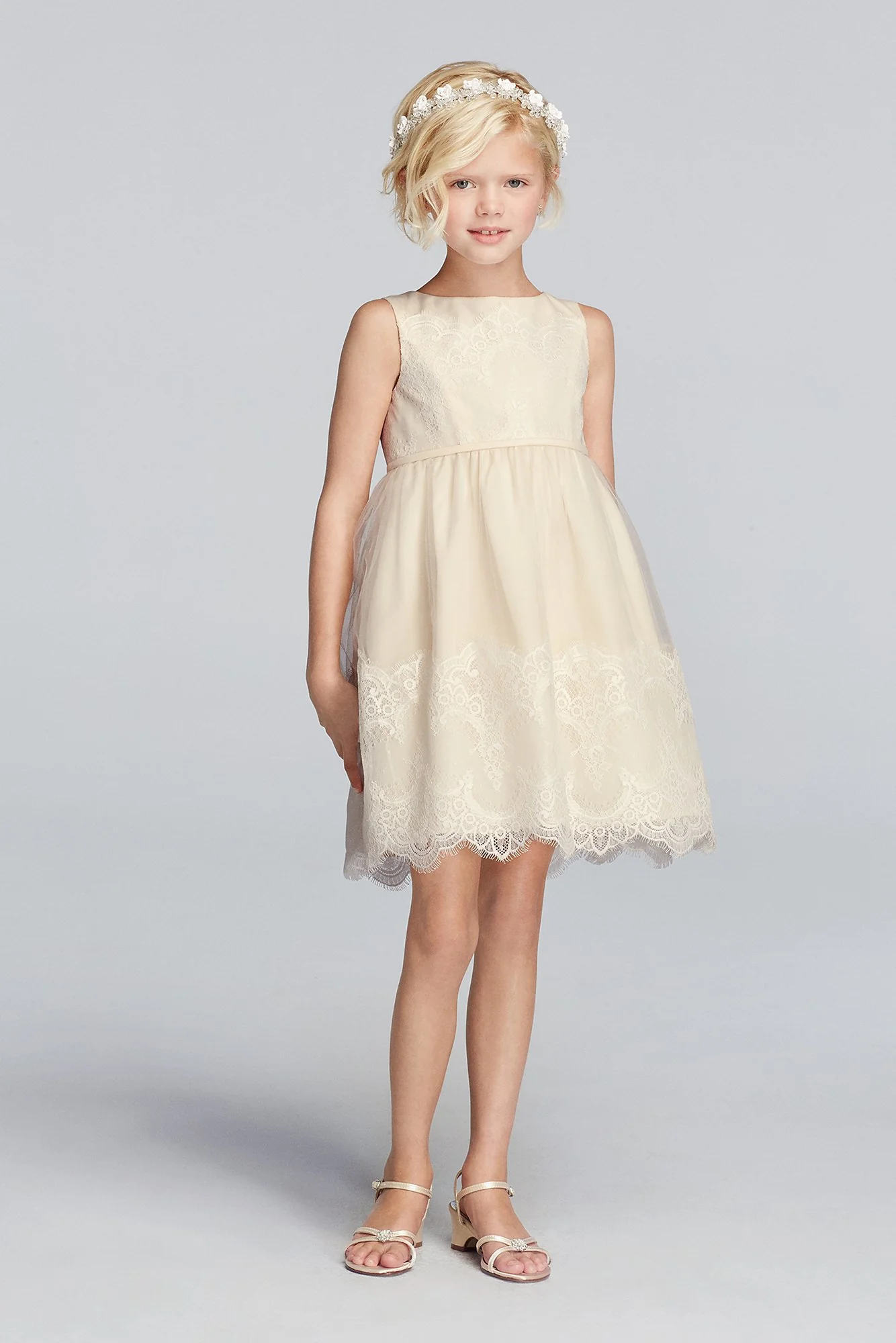 Tank Tulle Flower Girl Dress With Lace Applique - Image 4