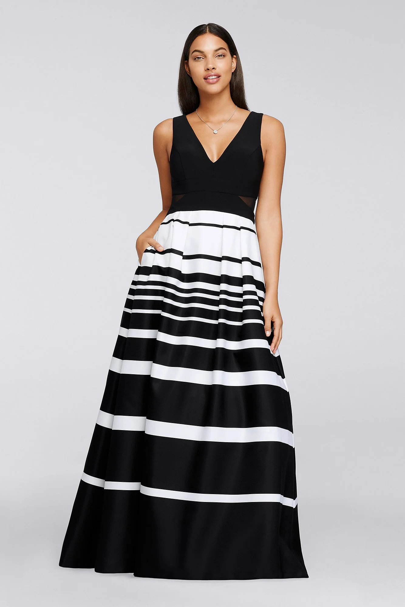 Tank V-Neck Printed Dress with Mesh Cutouts